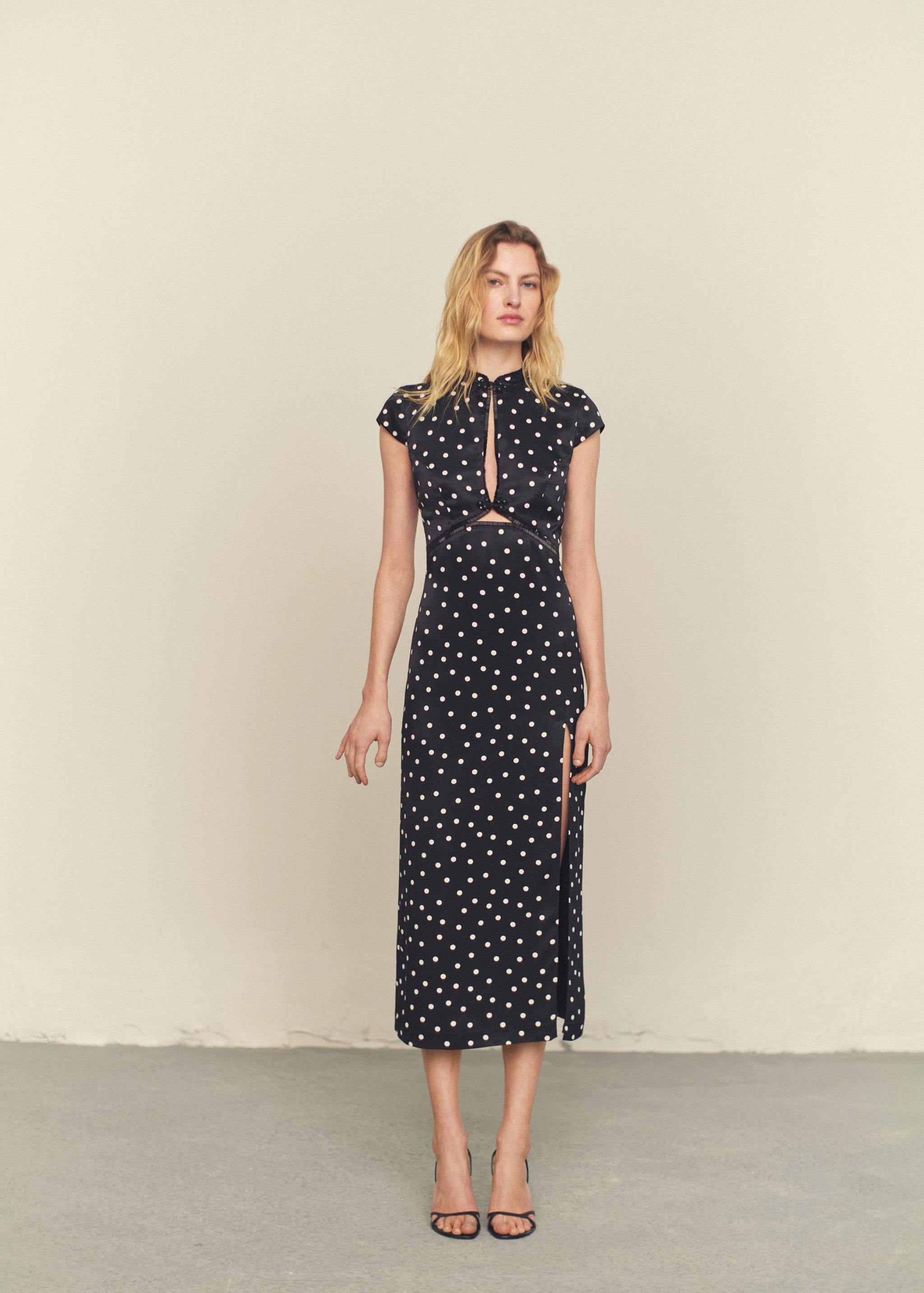 Polka-dot dress with opening detail - General plane