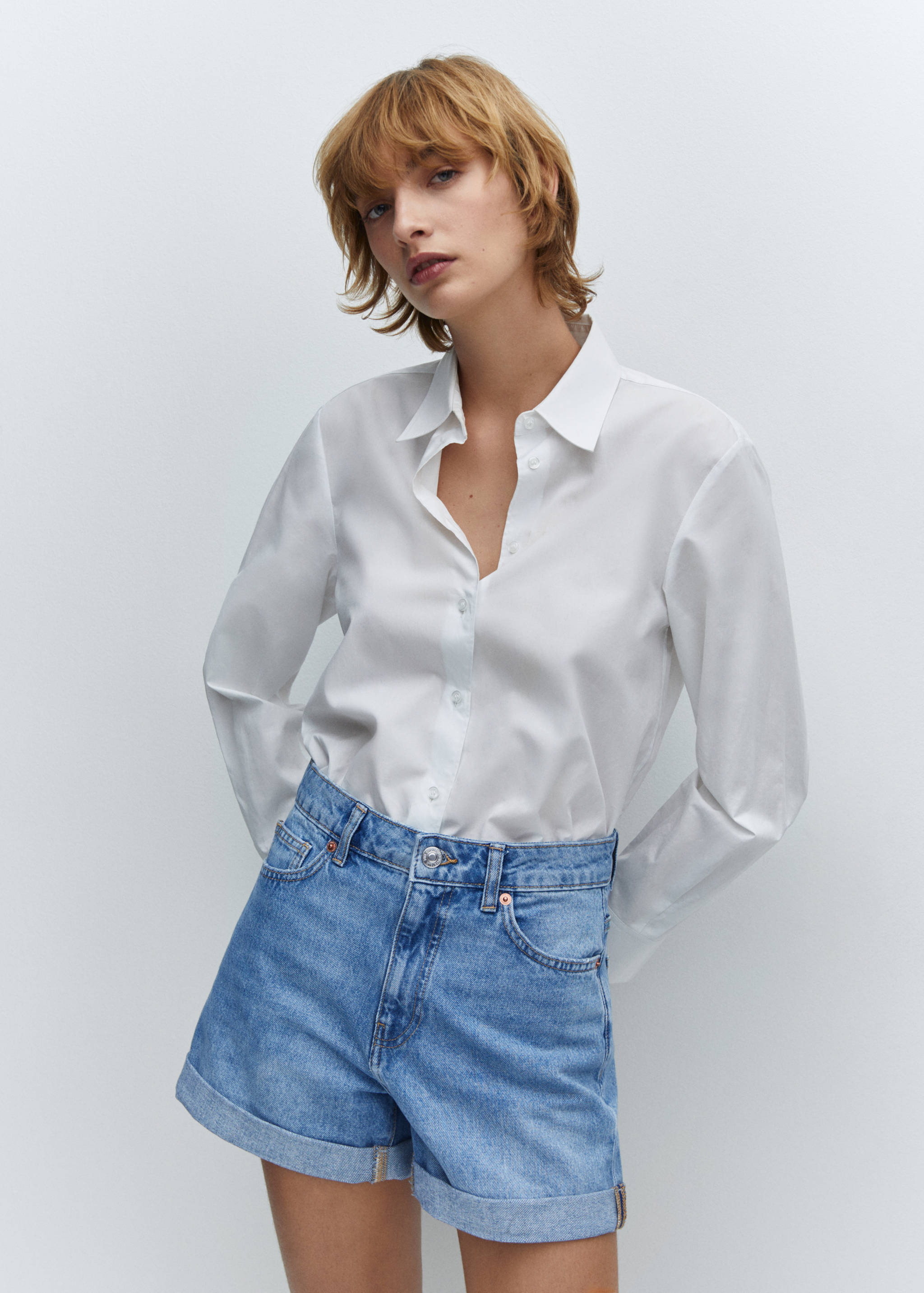 Mom Fit-Jeans-Shorts - Mittlere Ansicht