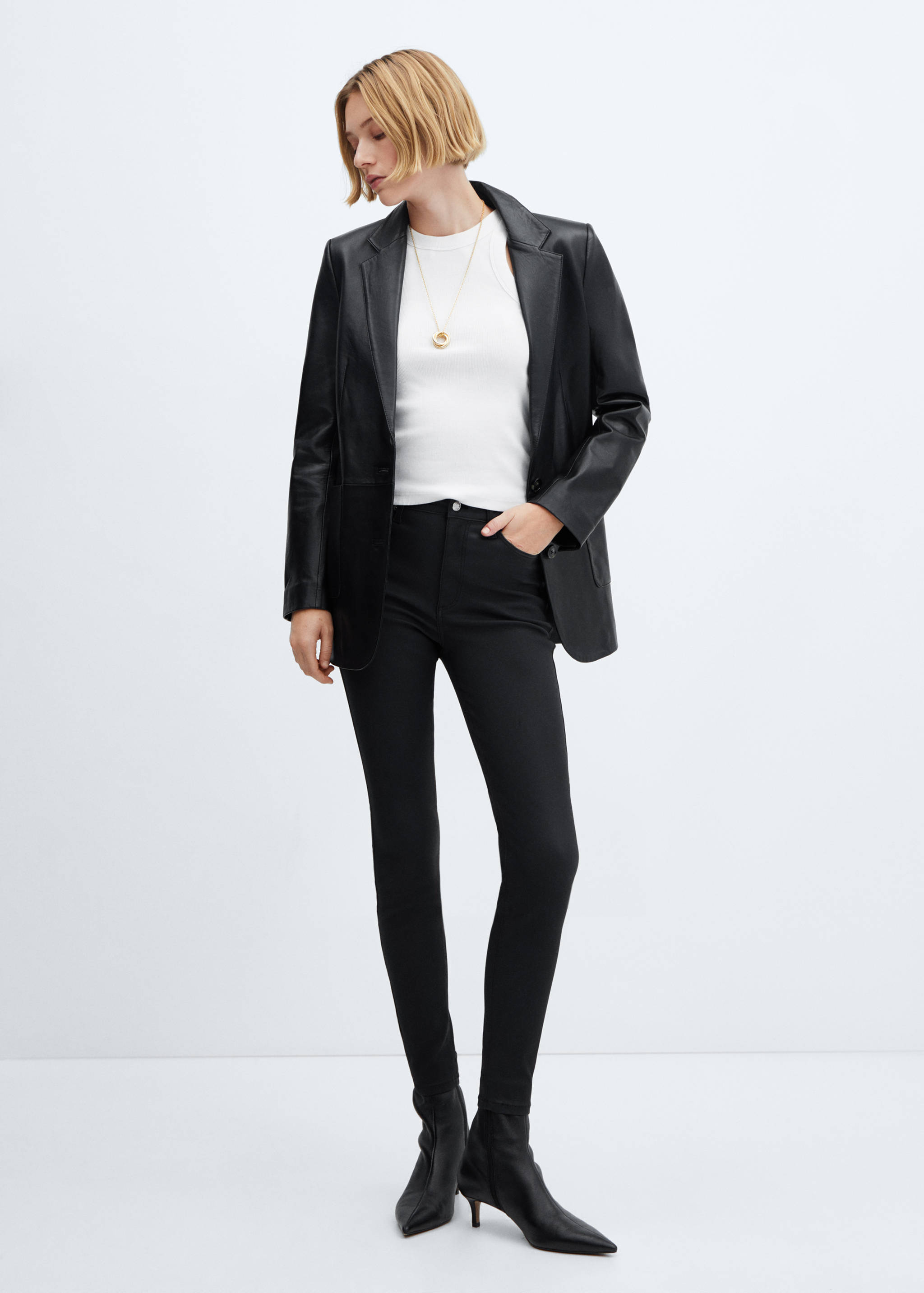 Jean skinny taille haute enduit - Plan général