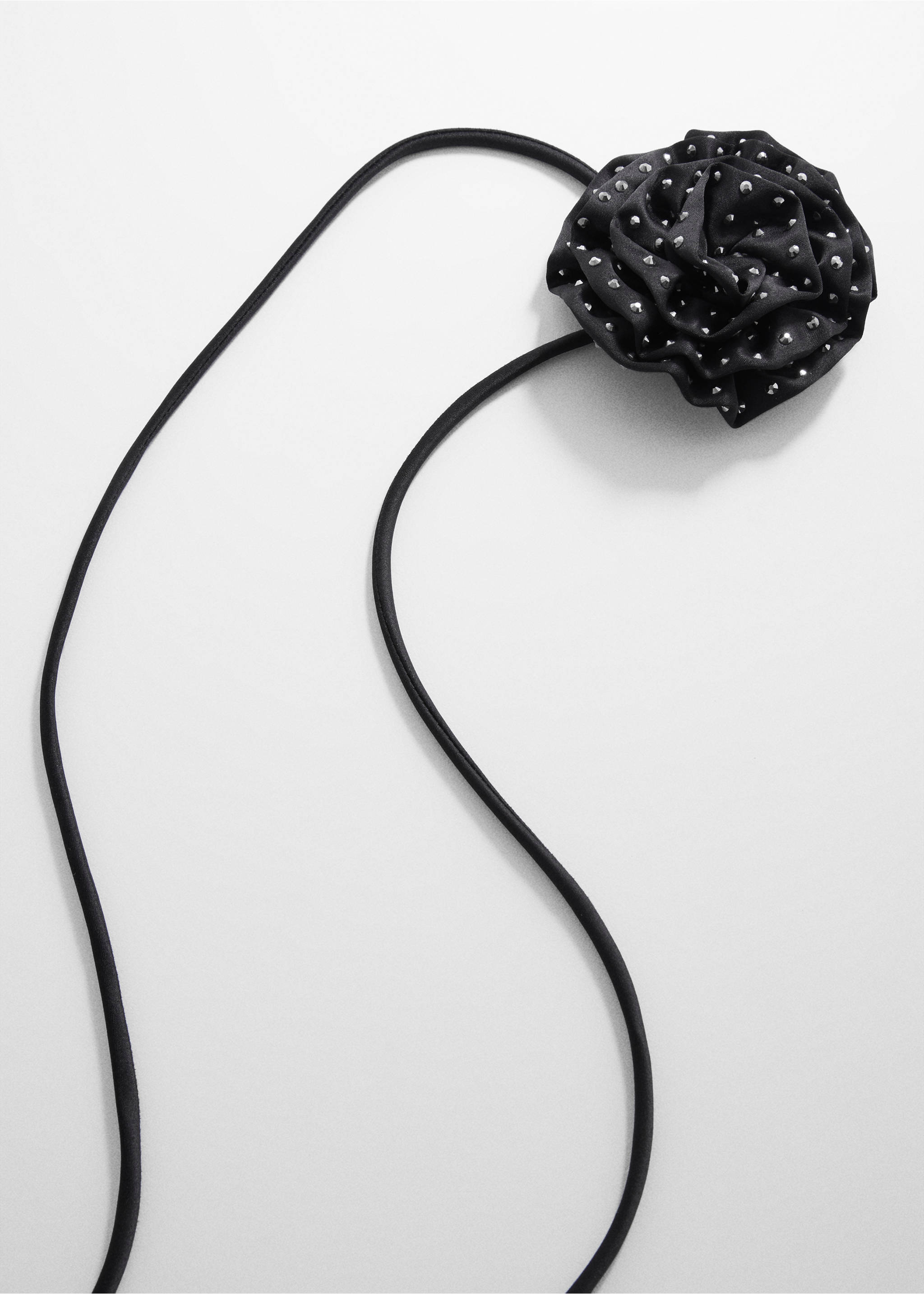 Choker-Kette mit Maxi-Blume - Mittlere Ansicht, Schwarz. Ref: 67010268-00.