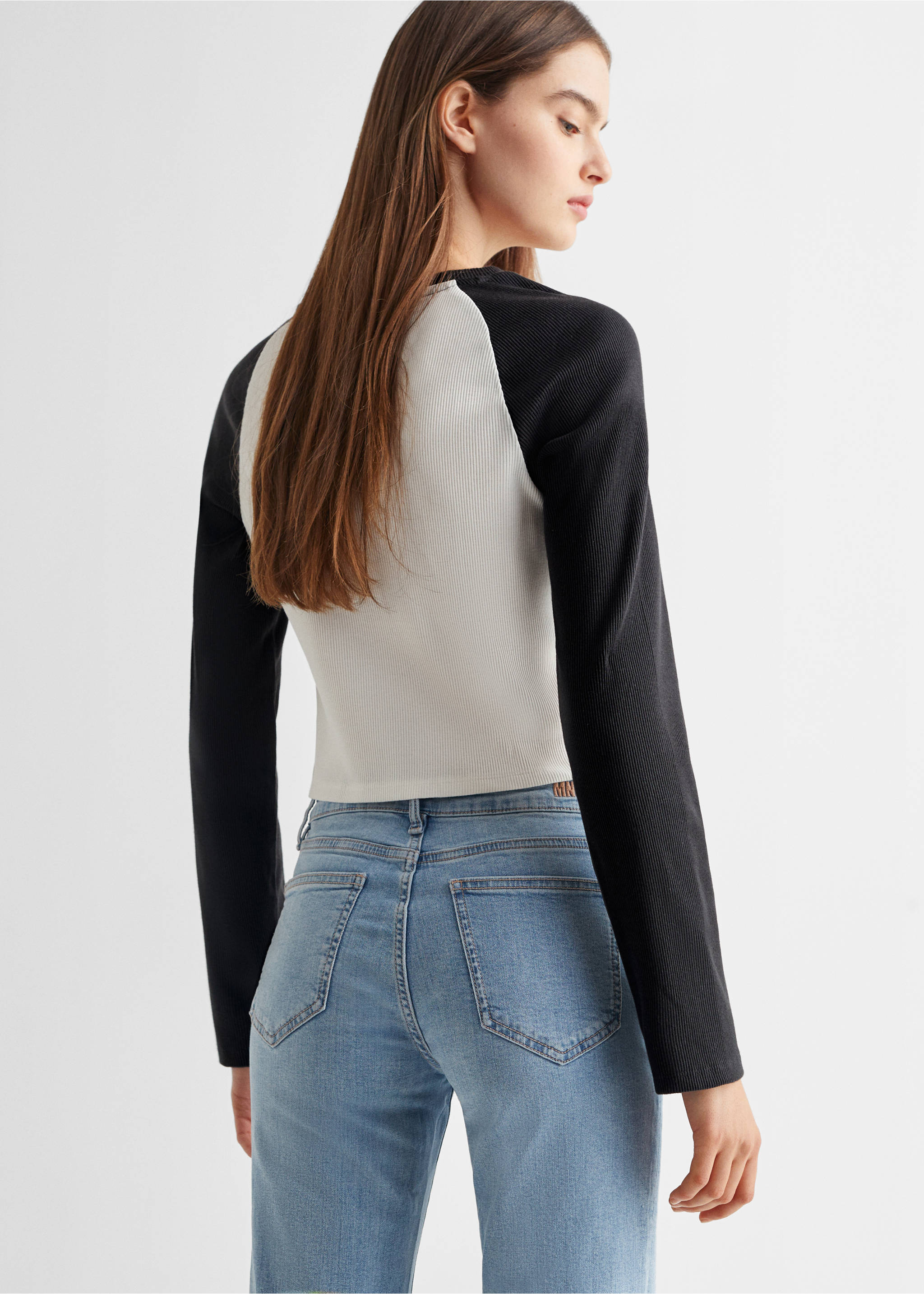 Message ribbed T-shirt - Reverse of the article, Charcoal. Ref: 67010278-00.