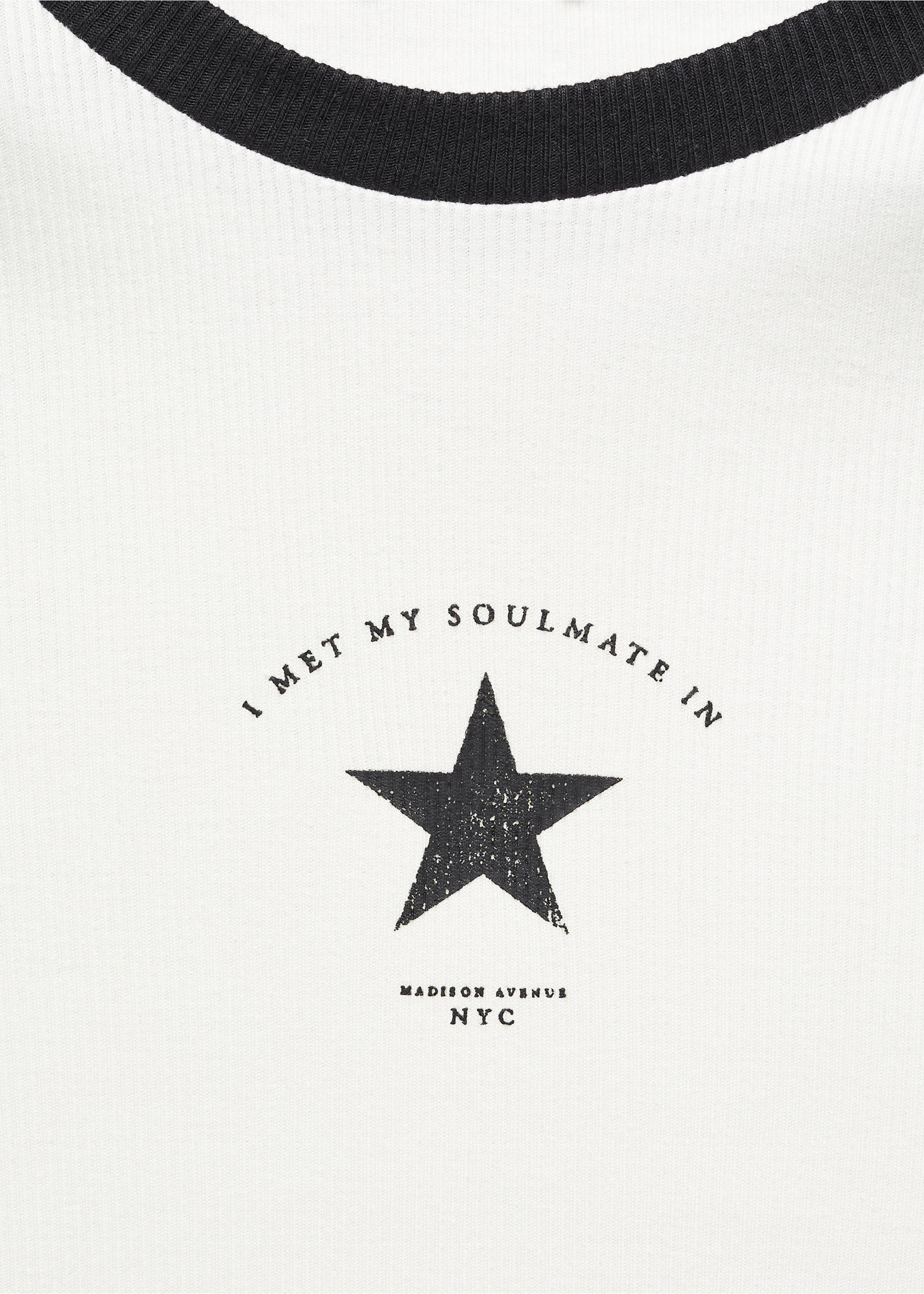 Message ribbed T-shirt - Details of the article 8, Charcoal. Ref: 67010278-00.