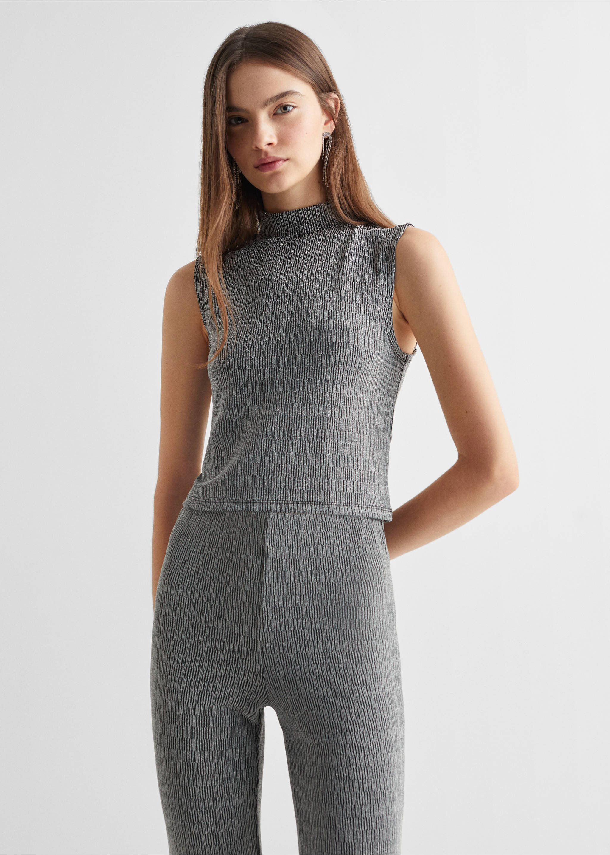 Glossed-effect leggings - Medium plane, Black. Ref: 67010287-00.