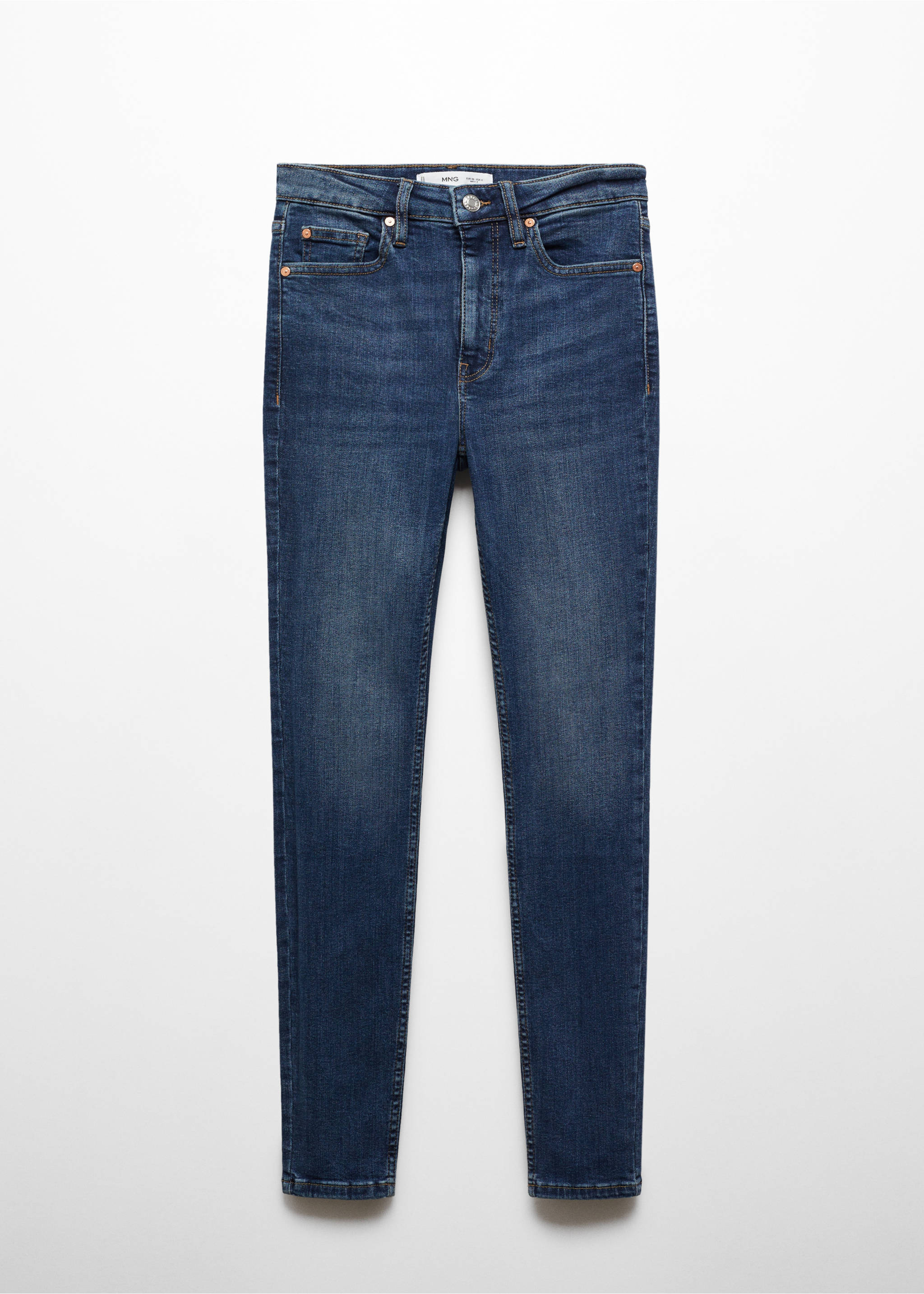 Jeans skinny med høyt liv - Artikkel uten modell, Mørk blå. Ref: 67010290-00.