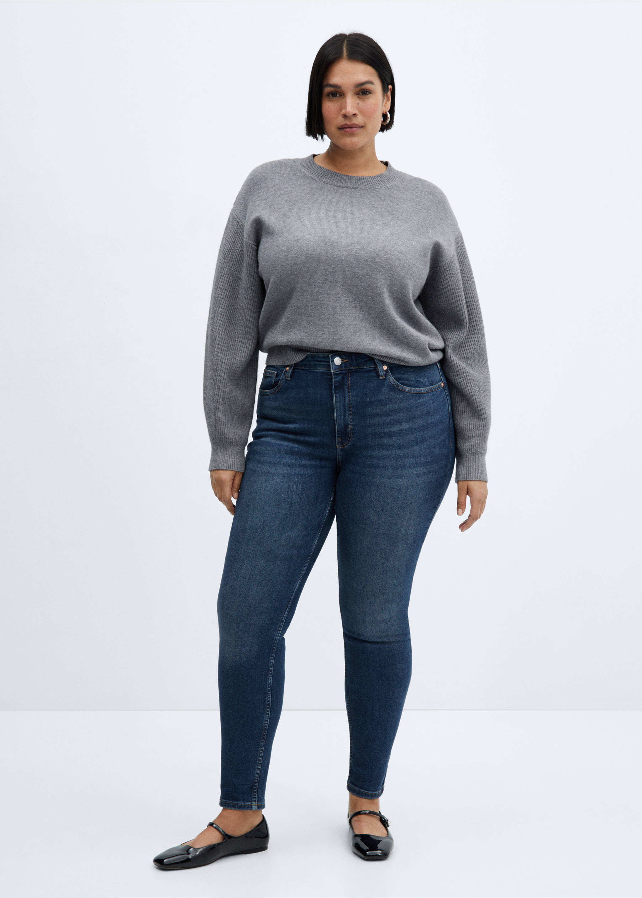 Jeans skinny med høyt liv - Artikkeldetalj 3, Mørk blå. Ref: 67010290-00.