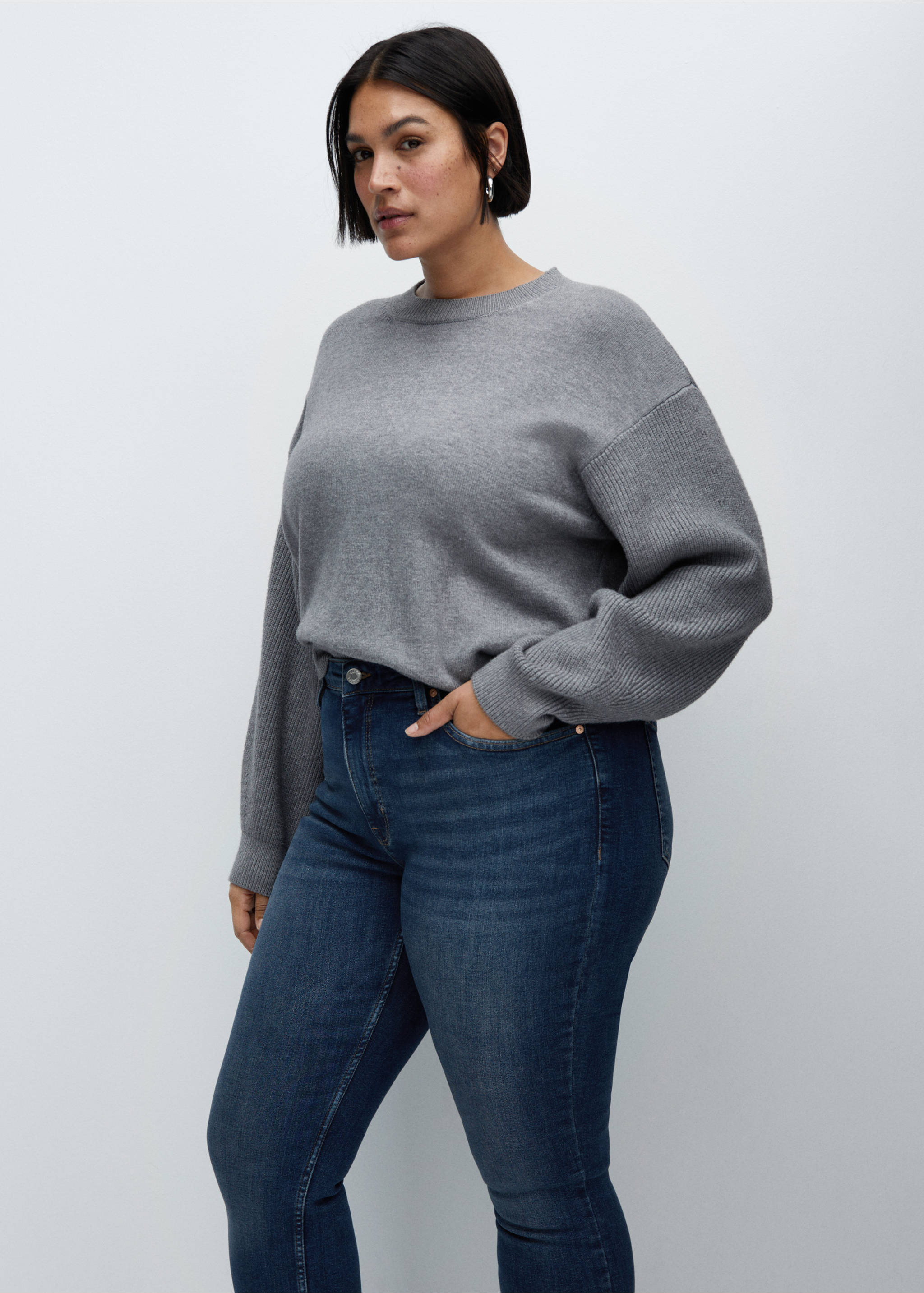 Jeans skinny med høyt liv - Artikkeldetalj 5, Mørk blå. Ref: 67010290-00.