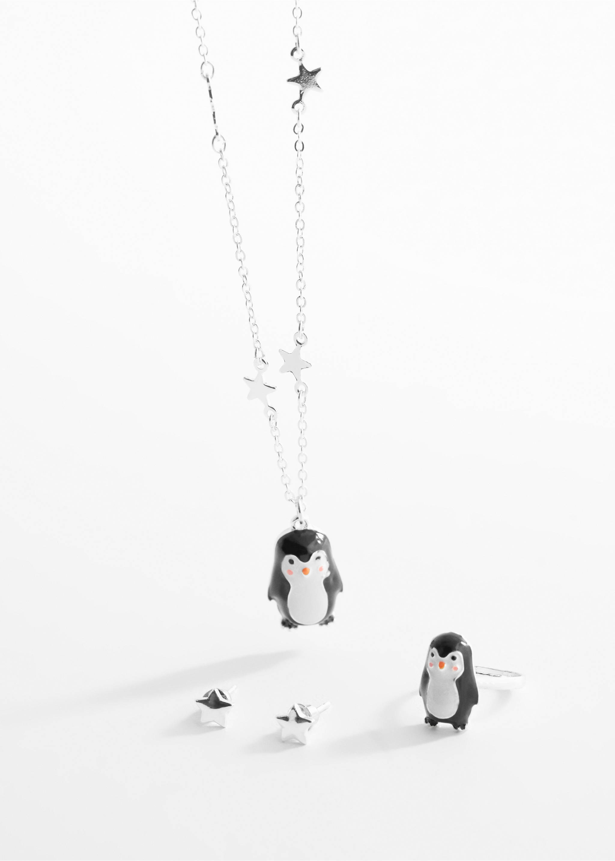 Necklace ring and earrings set - Medium plane, Silver. Ref: 67010344-00.