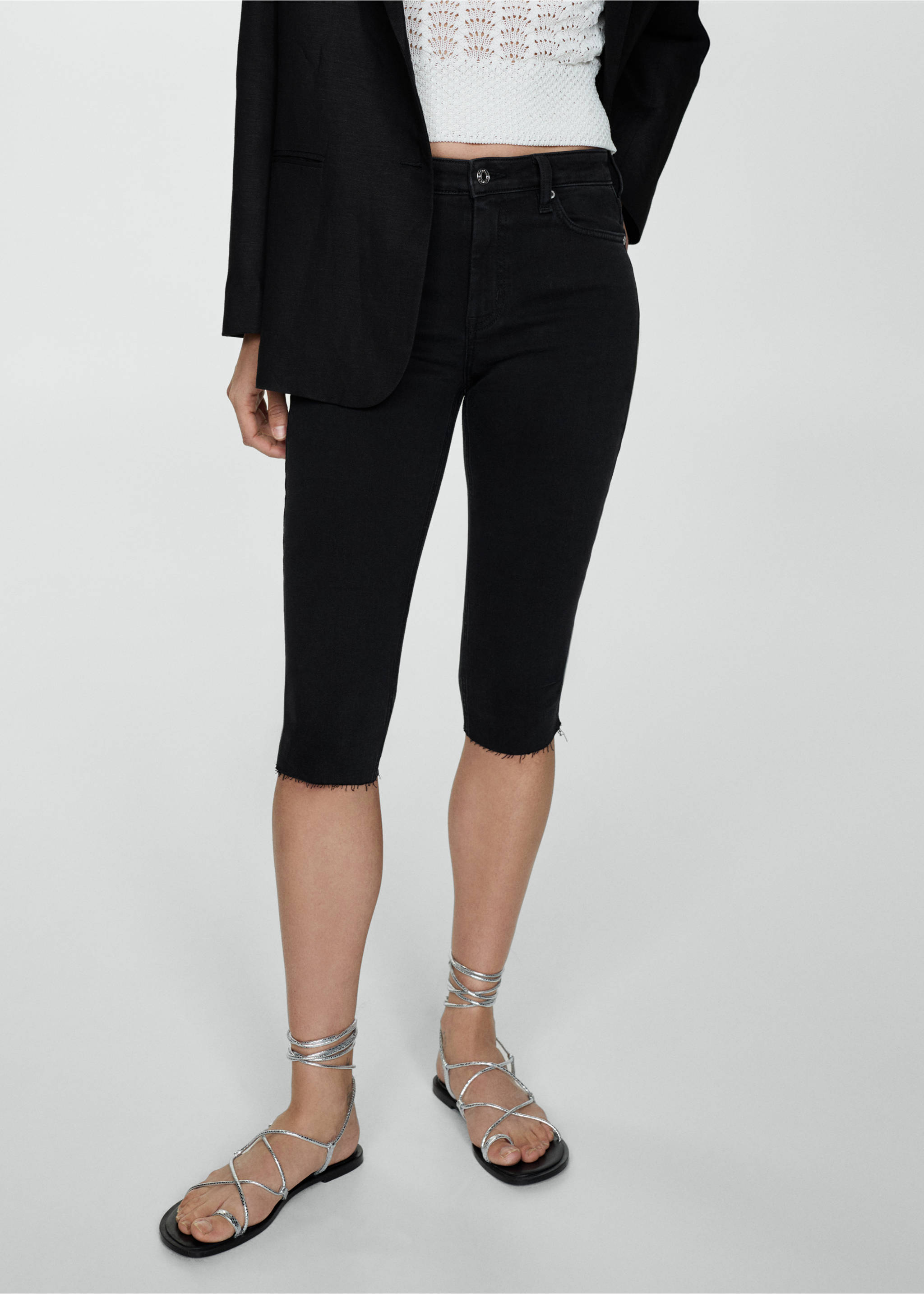 Skinny cropped jeans - Medium plane, Black denim. Ref: 67010347-00.