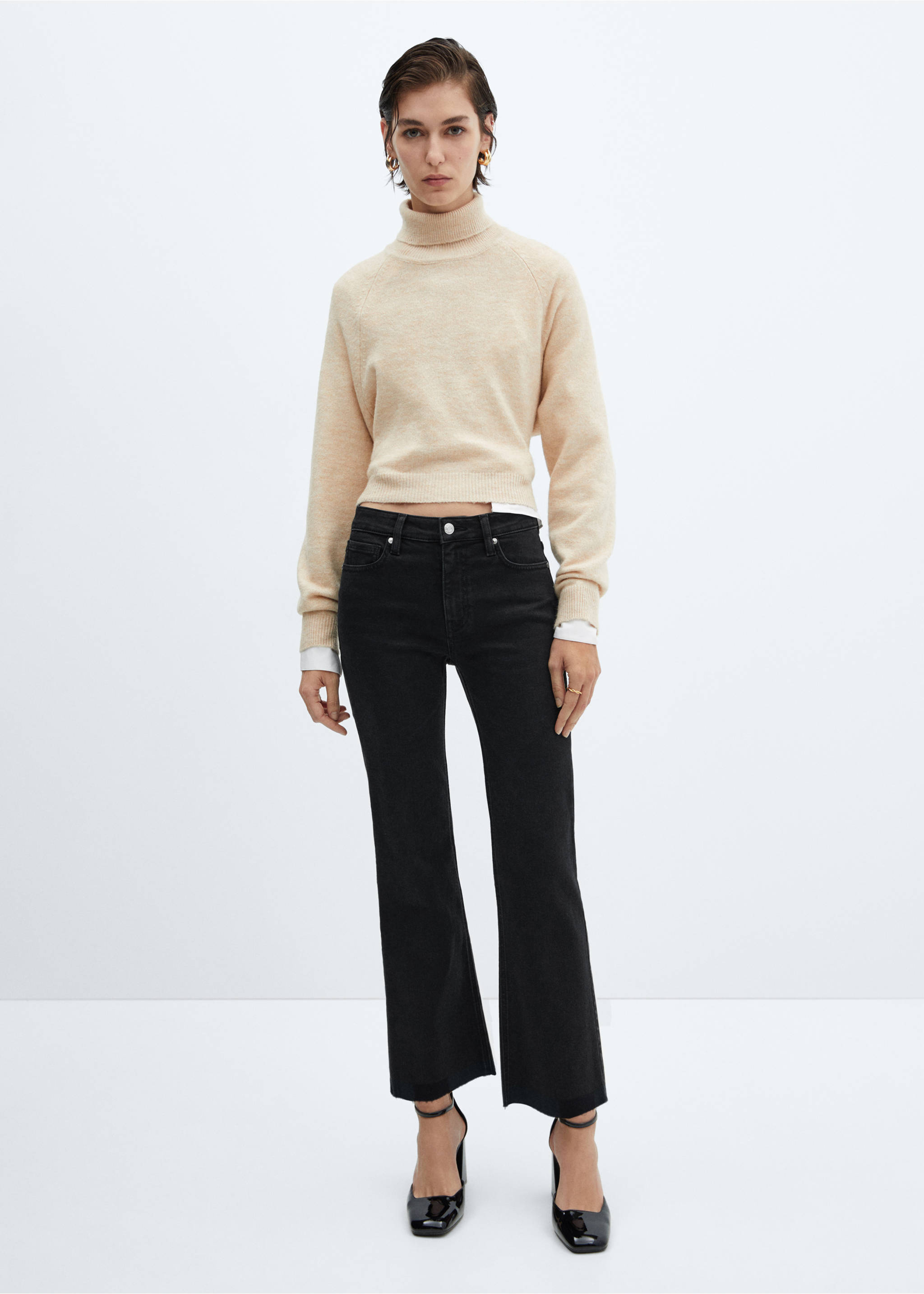 Sienna flared cropped jeans - General plane, Black denim. Ref: 67010348-00.