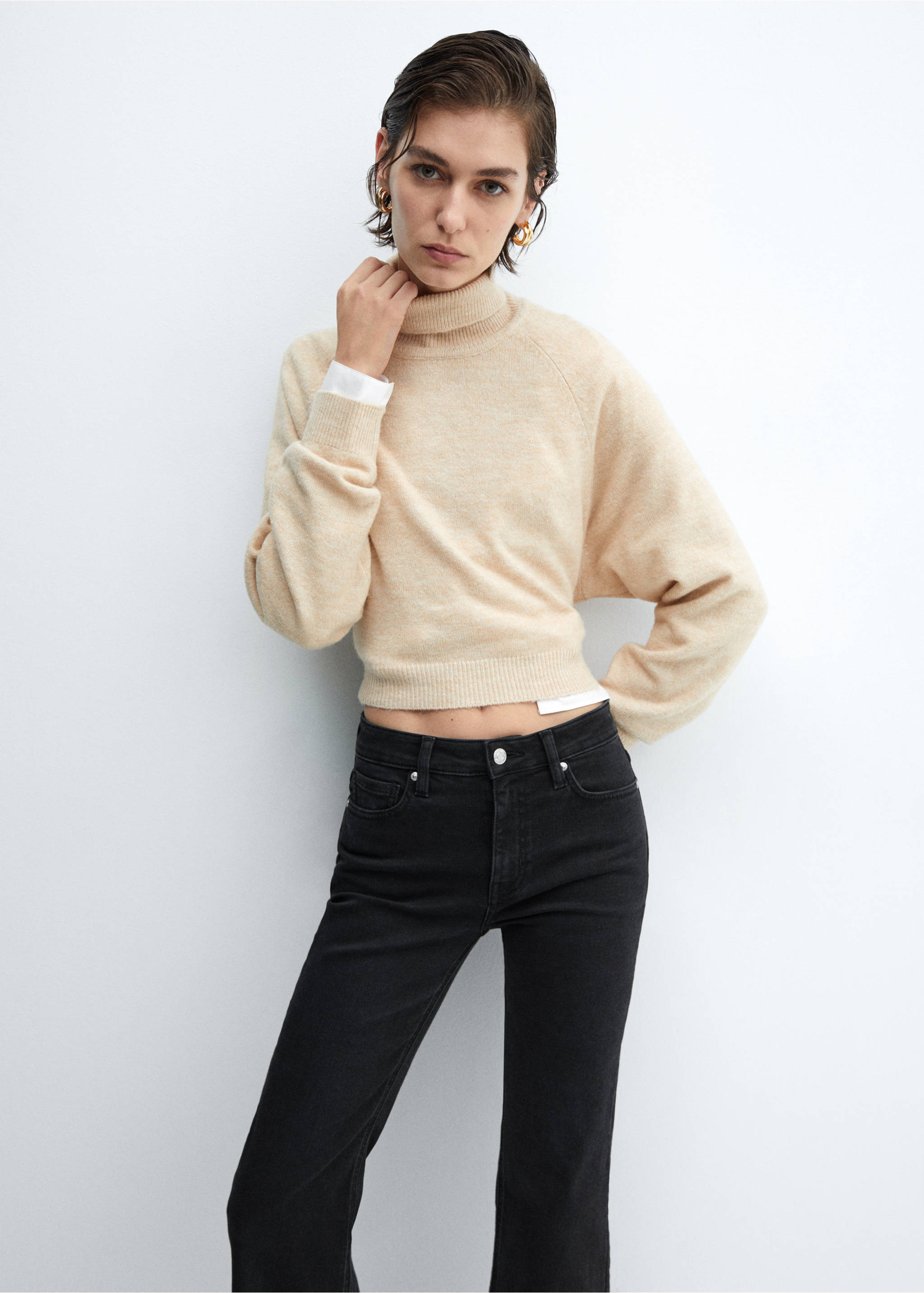 Sienna flared cropped jeans - Details of the article 1, Black denim. Ref: 67010348-00.