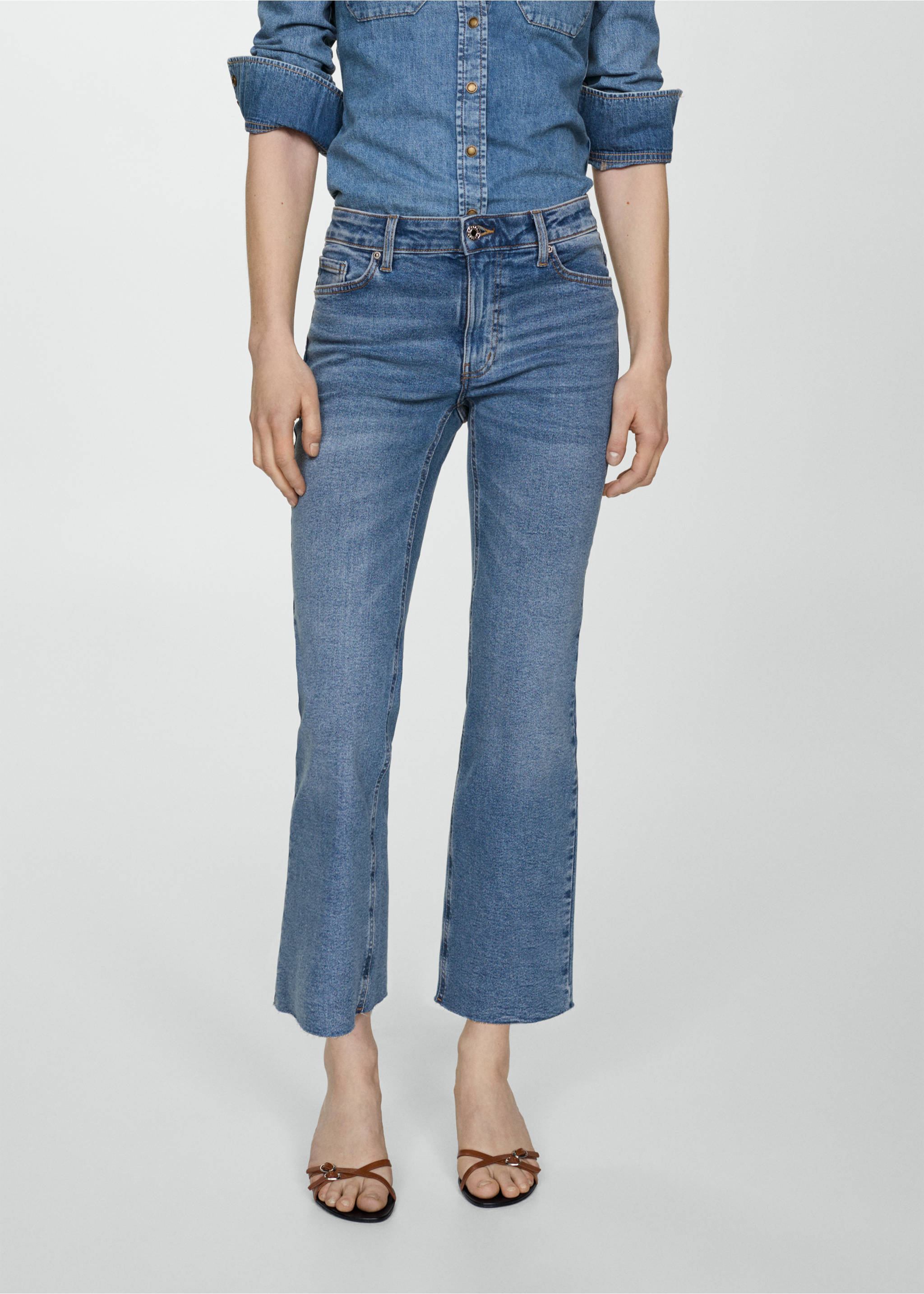 Sienna flared cropped jeans - Medium plane, Medium Blue. Ref: 67010354-00.