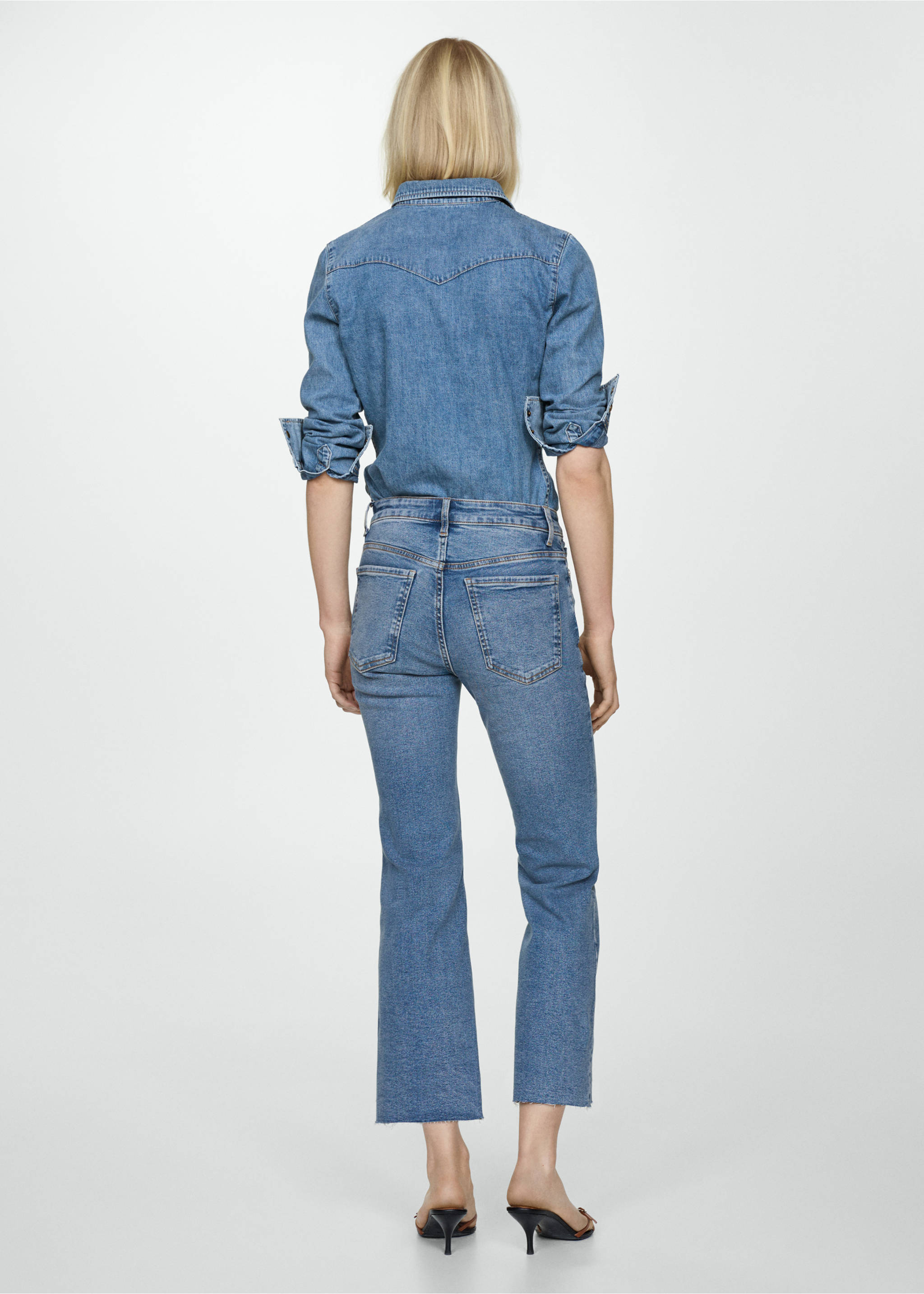 Sienna flared cropped jeans - Reverse of the article, Medium Blue. Ref: 67010354-00.