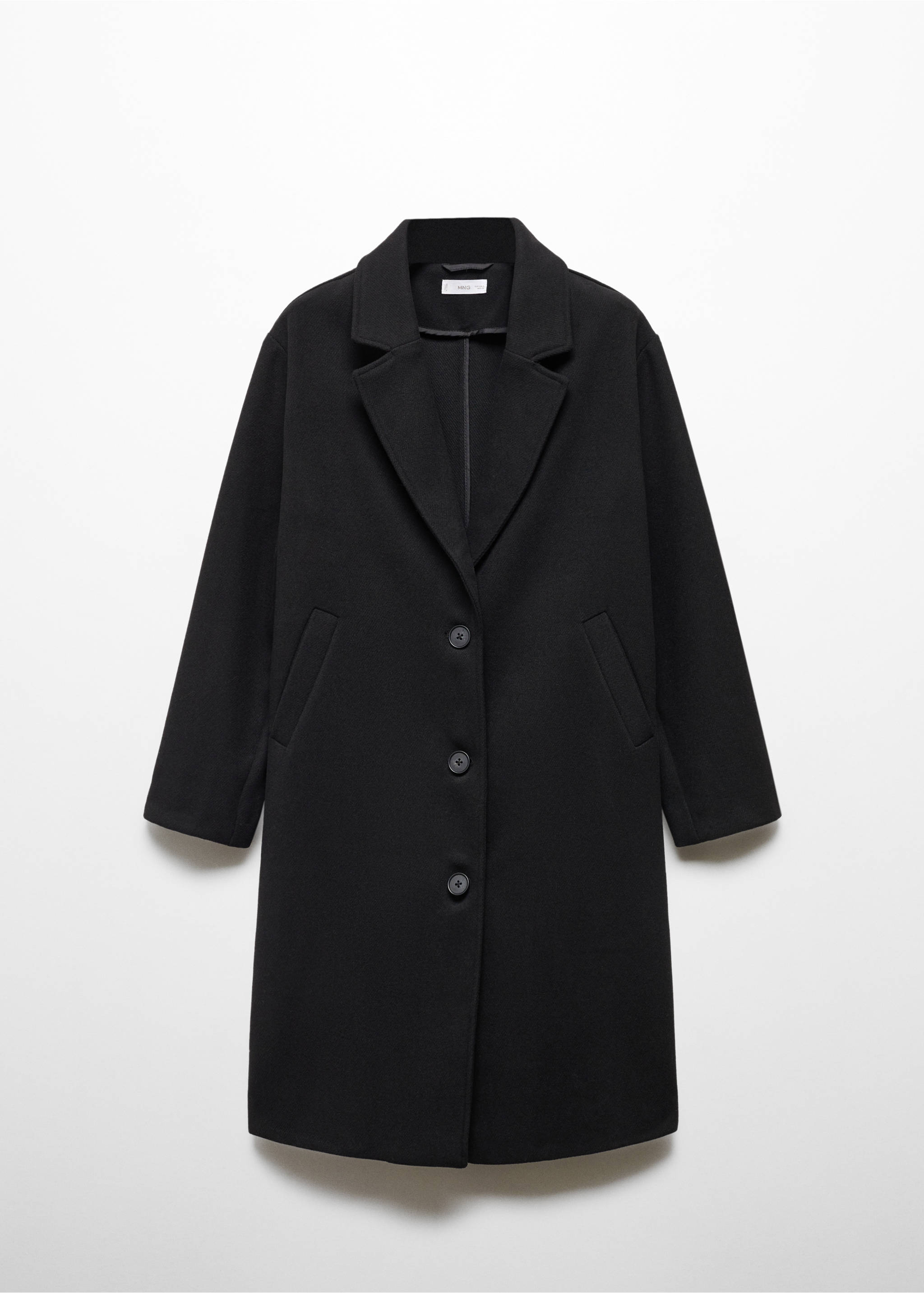 Manteau droit à revers - Article sans modèle, Noir. Ref: 67010356-00.