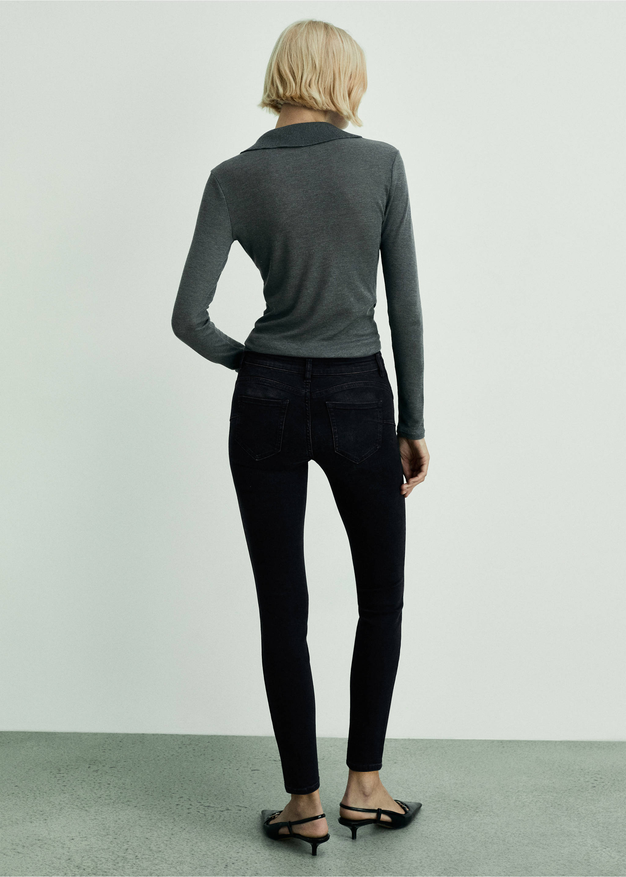 Skinny push-up jeans - Reverse of the article, Black denim. Ref: 67010379-00.