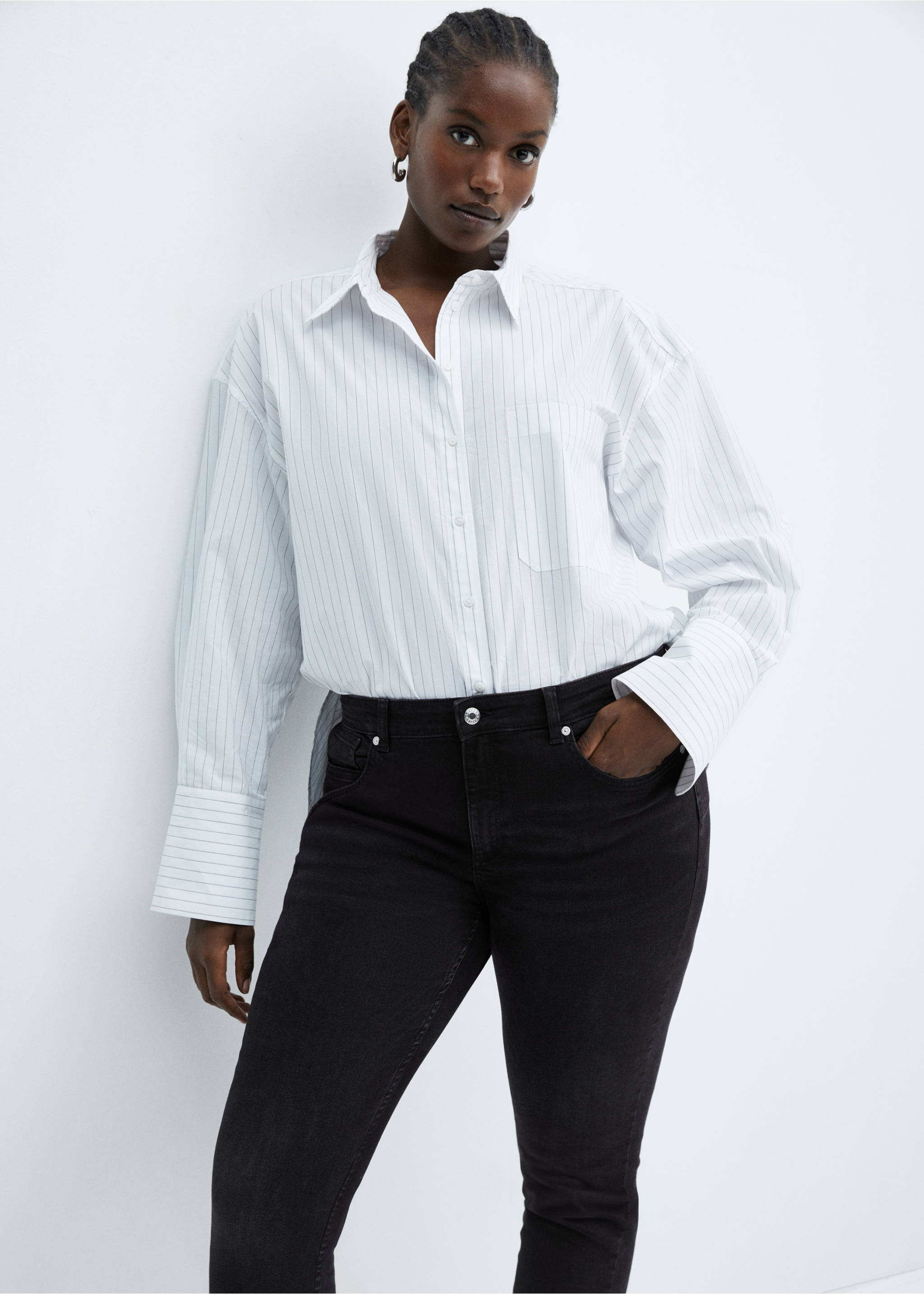 Skinny push-up jeans - Details of the article 5, Black denim. Ref: 67010379-00.