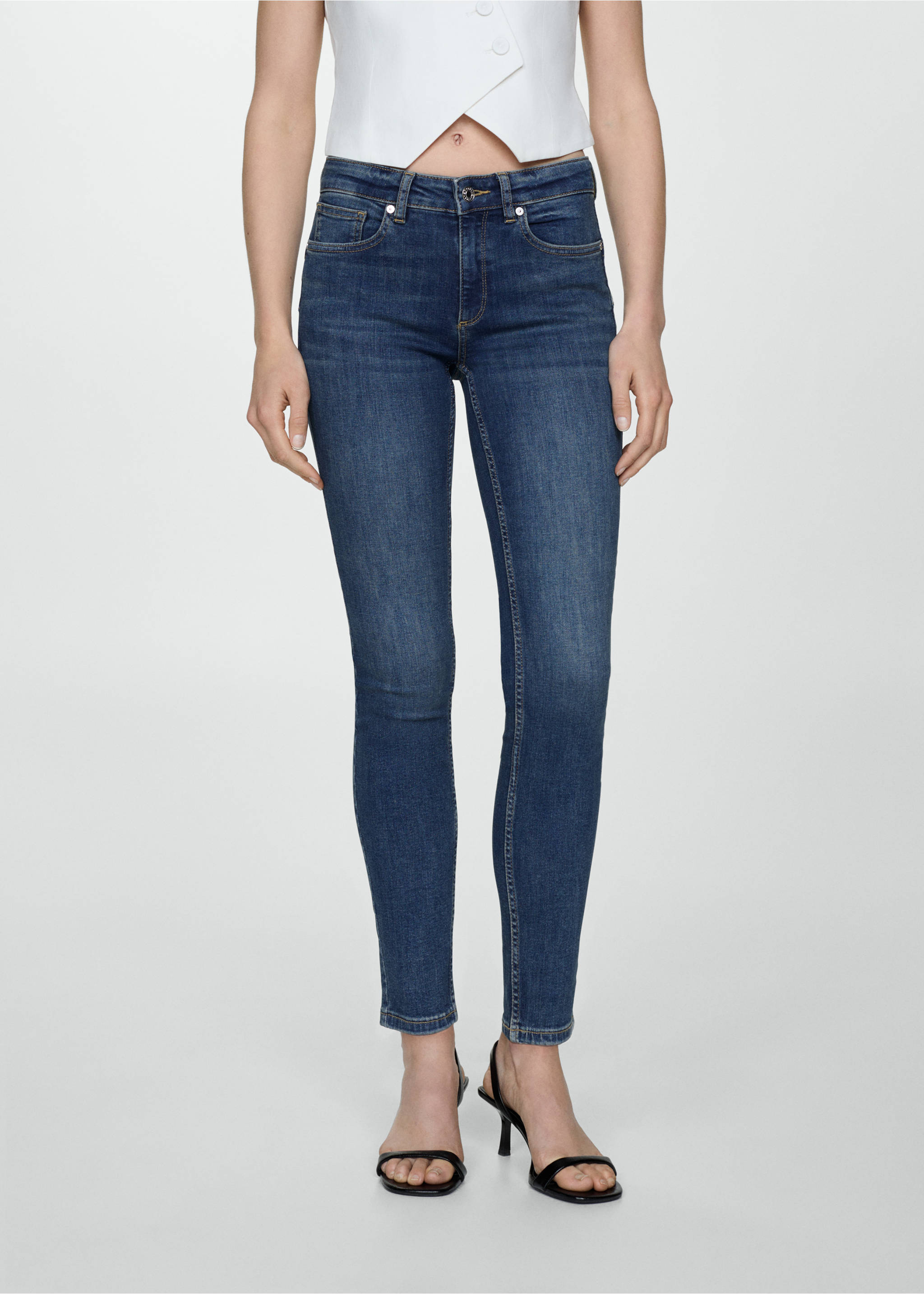 Skinny push-up jeans - Medium plane, Dark Blue. Ref: 67010381-00.