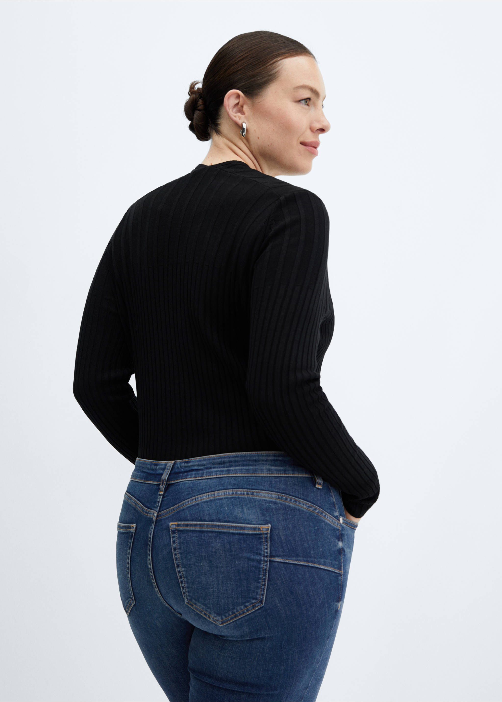 Skinny push-up jeans - Details of the article 4, Dark Blue. Ref: 67010381-00.