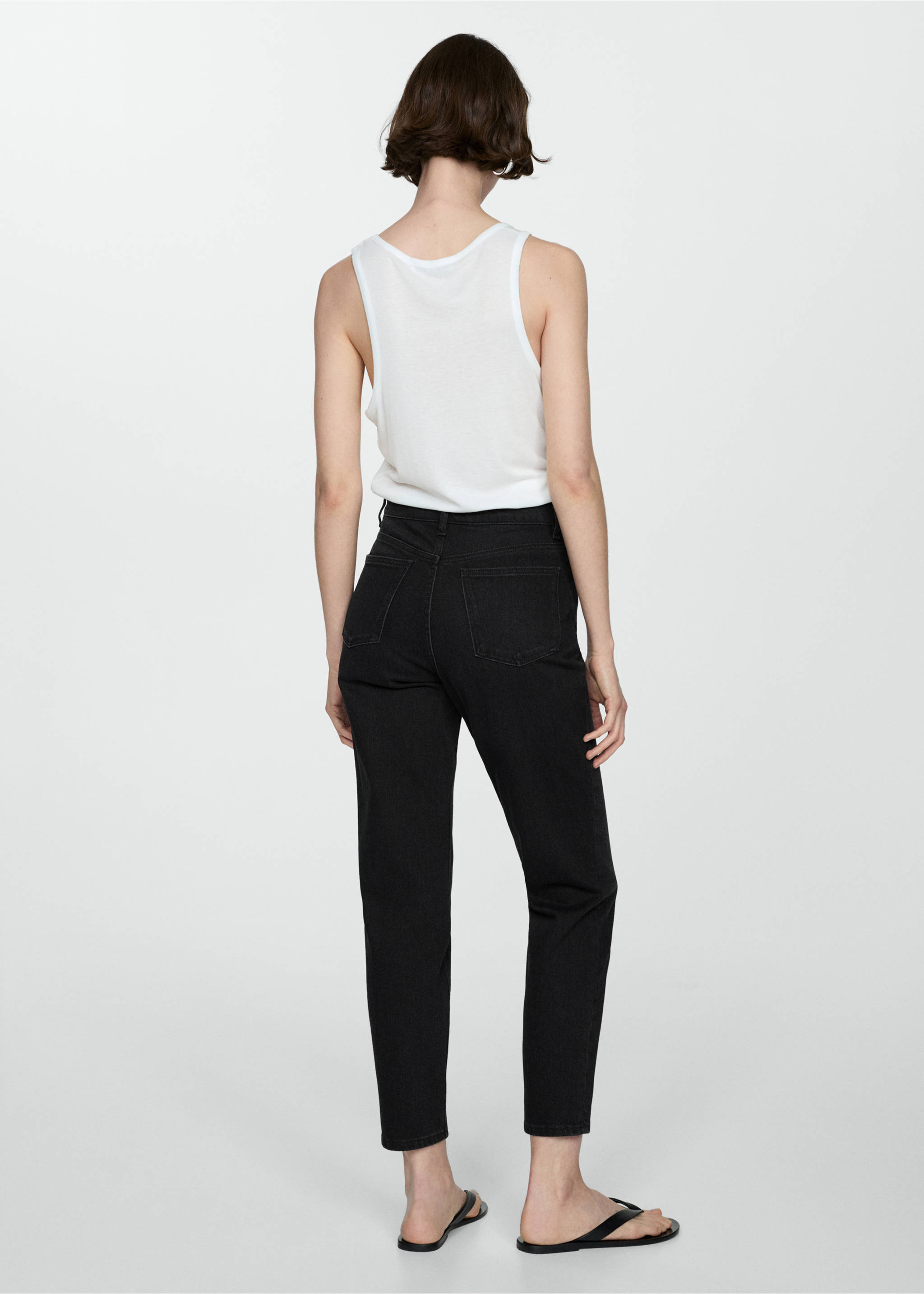 Jeans Newmom comfort med høyt liv - Baksiden av artikkelen, Black denim. Ref: 67010384-00.