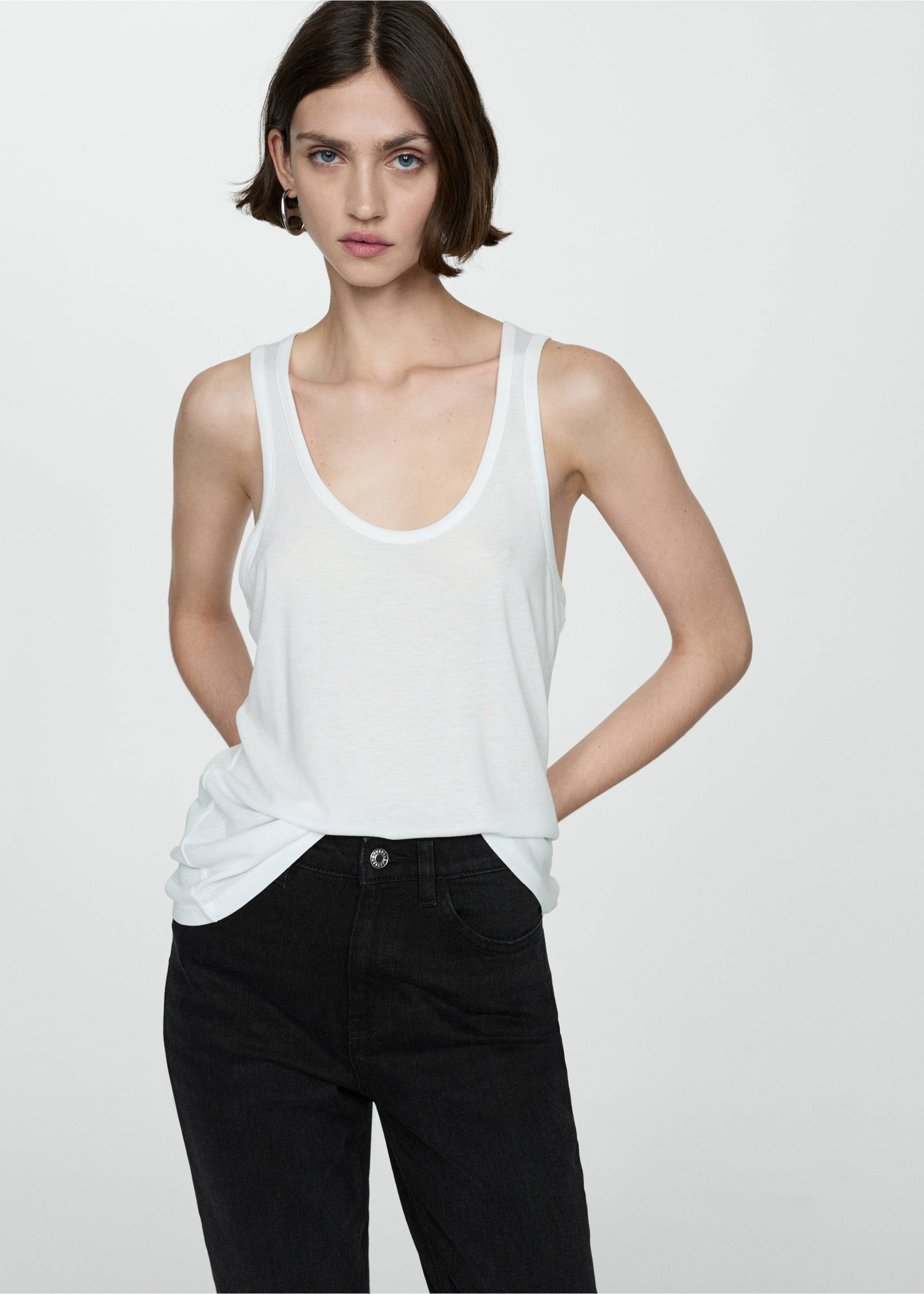 Jeans Newmom comfort med høyt liv - Artikkeldetalj 1, Black denim. Ref: 67010384-00.