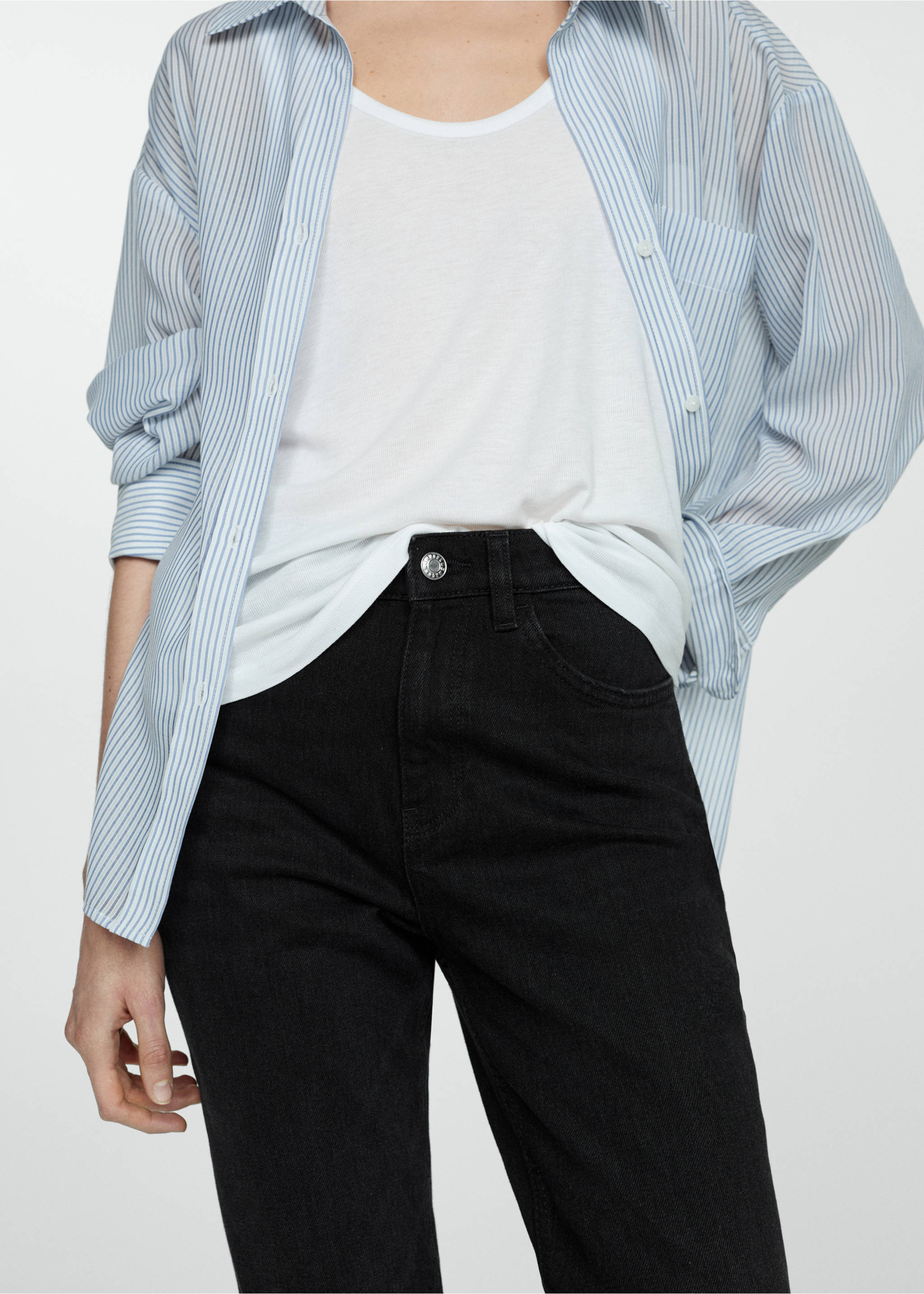 Jeans Newmom comfort med høyt liv - Artikkeldetalj 6, Black denim. Ref: 67010384-00.