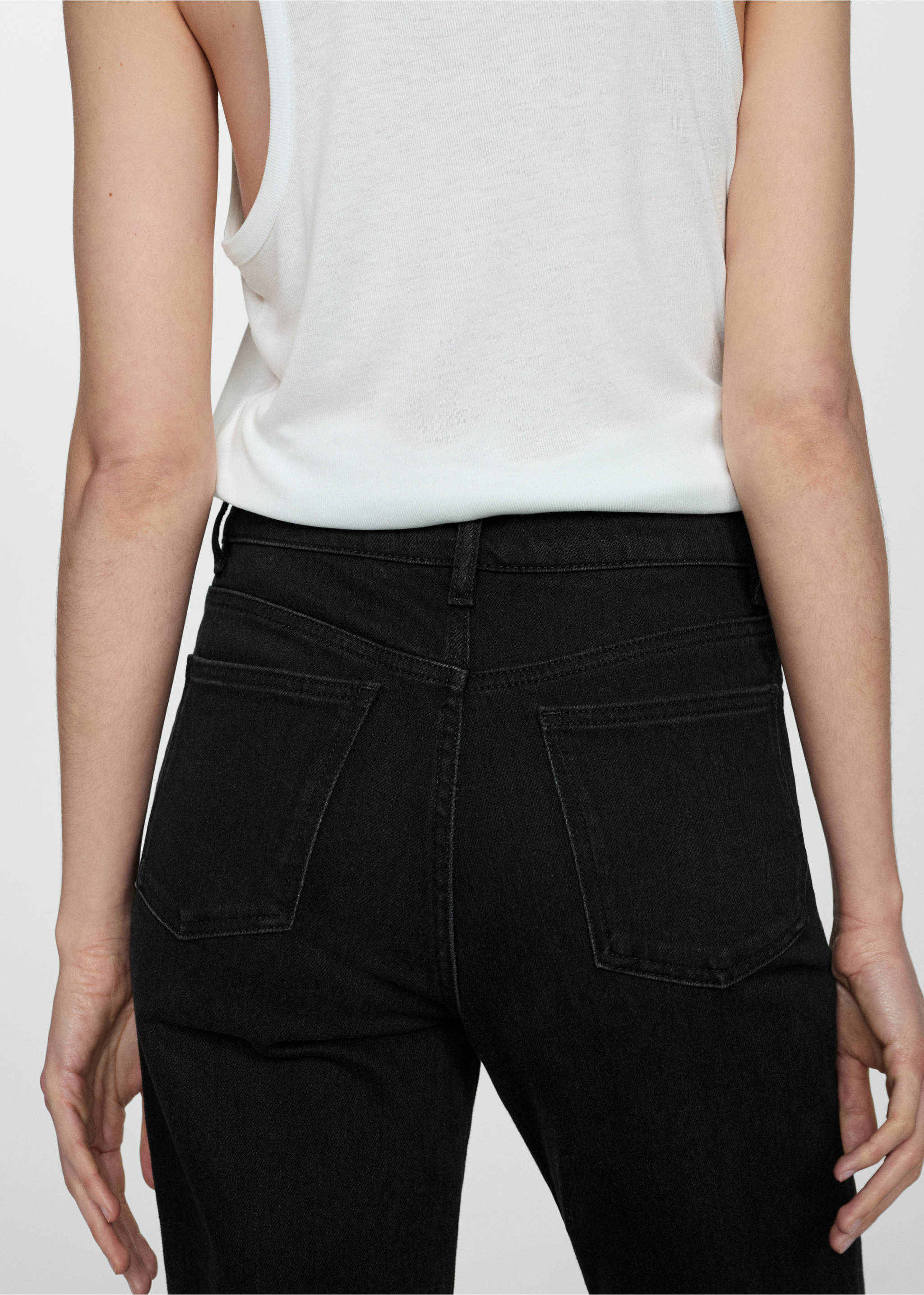 Jeans Newmom comfort med høyt liv - Artikkeldetalj 2, Black denim. Ref: 67010384-00.