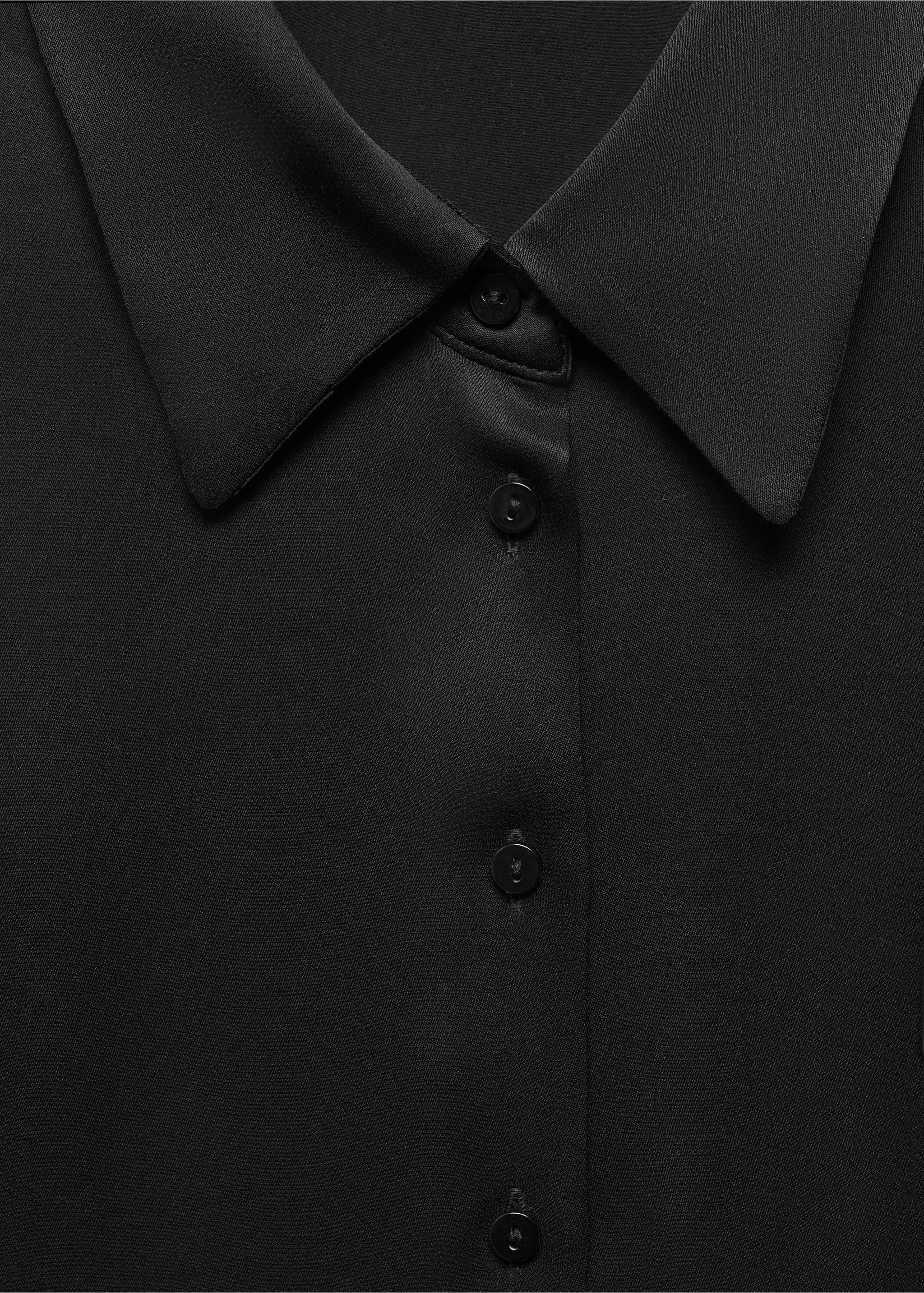 Satin finish flowy shirt - Details of the article 8, Black. Ref: 67010439-00.