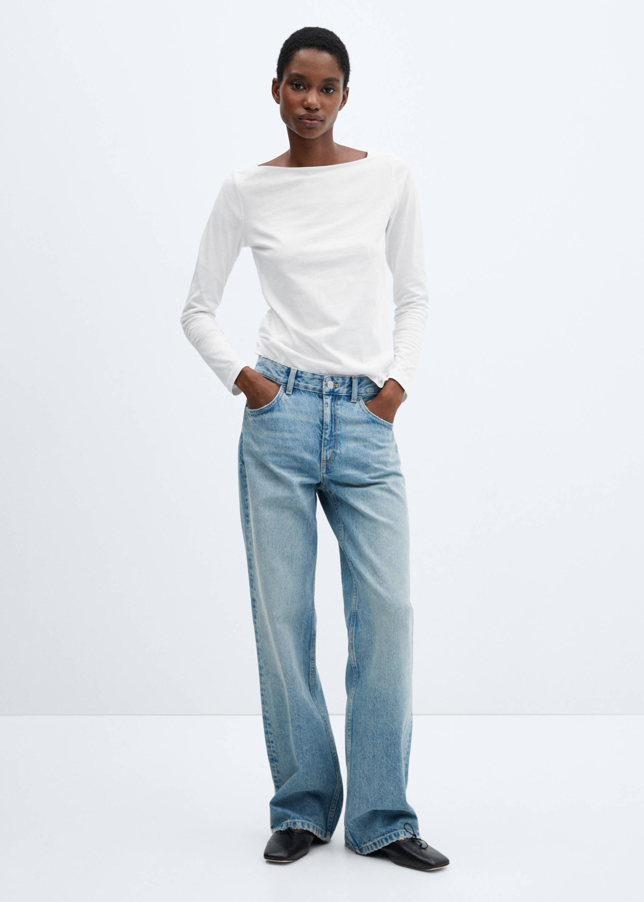 Cotton boat neck t-shirt - General plane