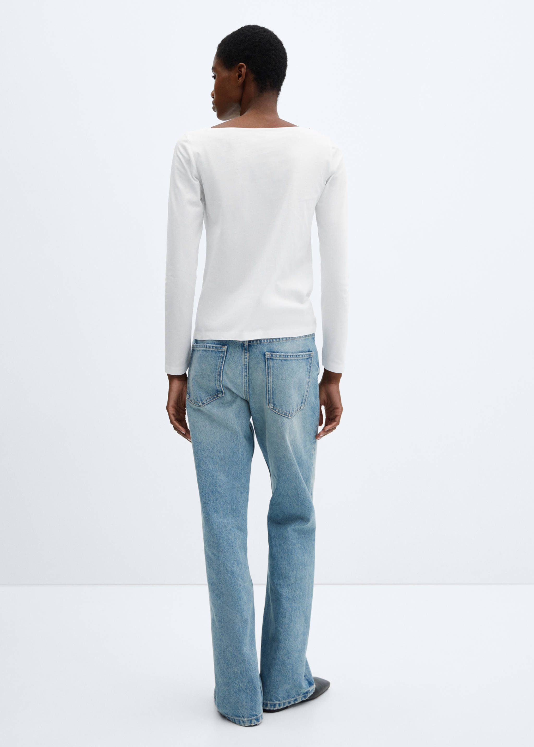 Cotton boat neck t-shirt - Reverse of the article