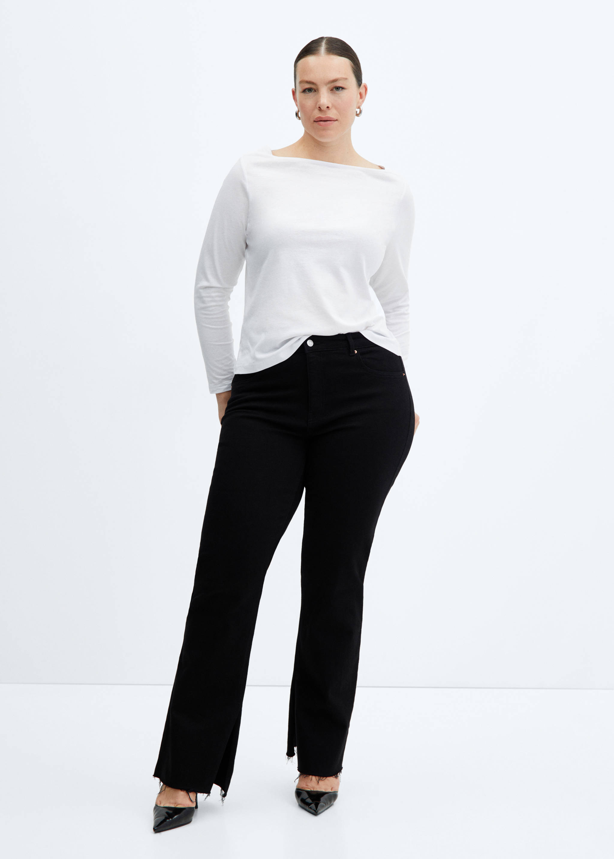 Cotton boat neck t-shirt - Details of the article 3