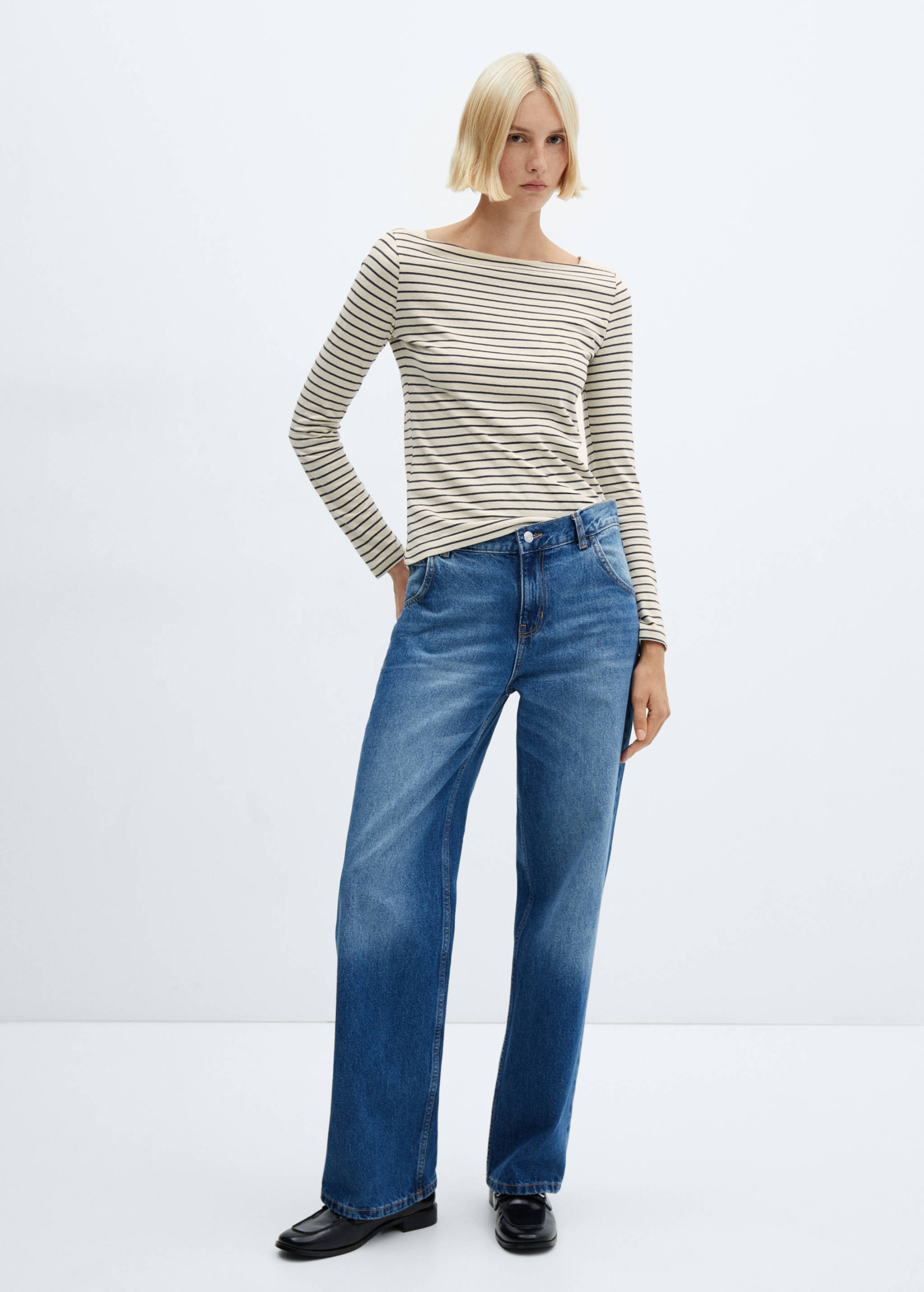 Cotton boat neck t-shirt - General plane