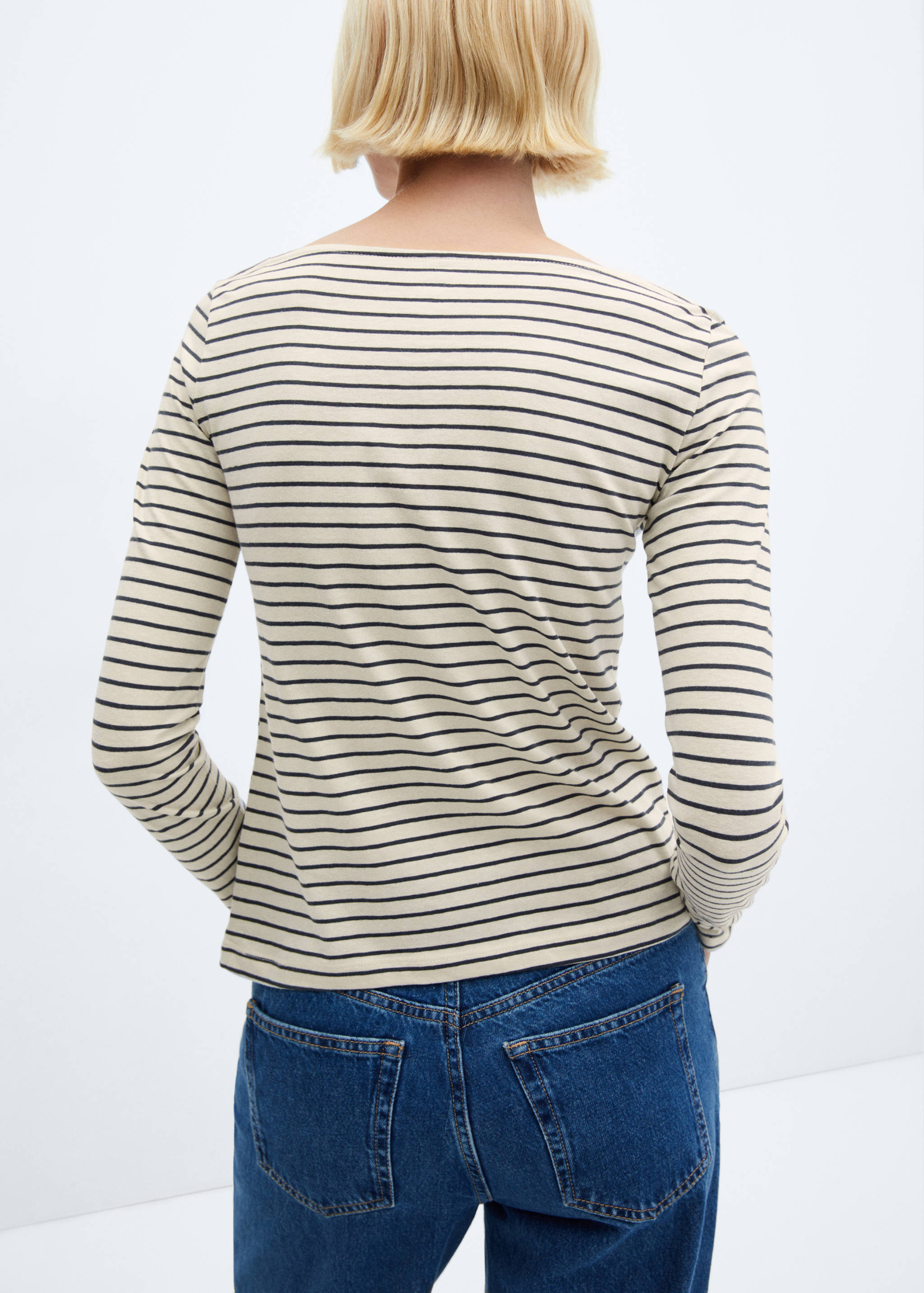 Cotton boat neck t-shirt - Reverse of the article