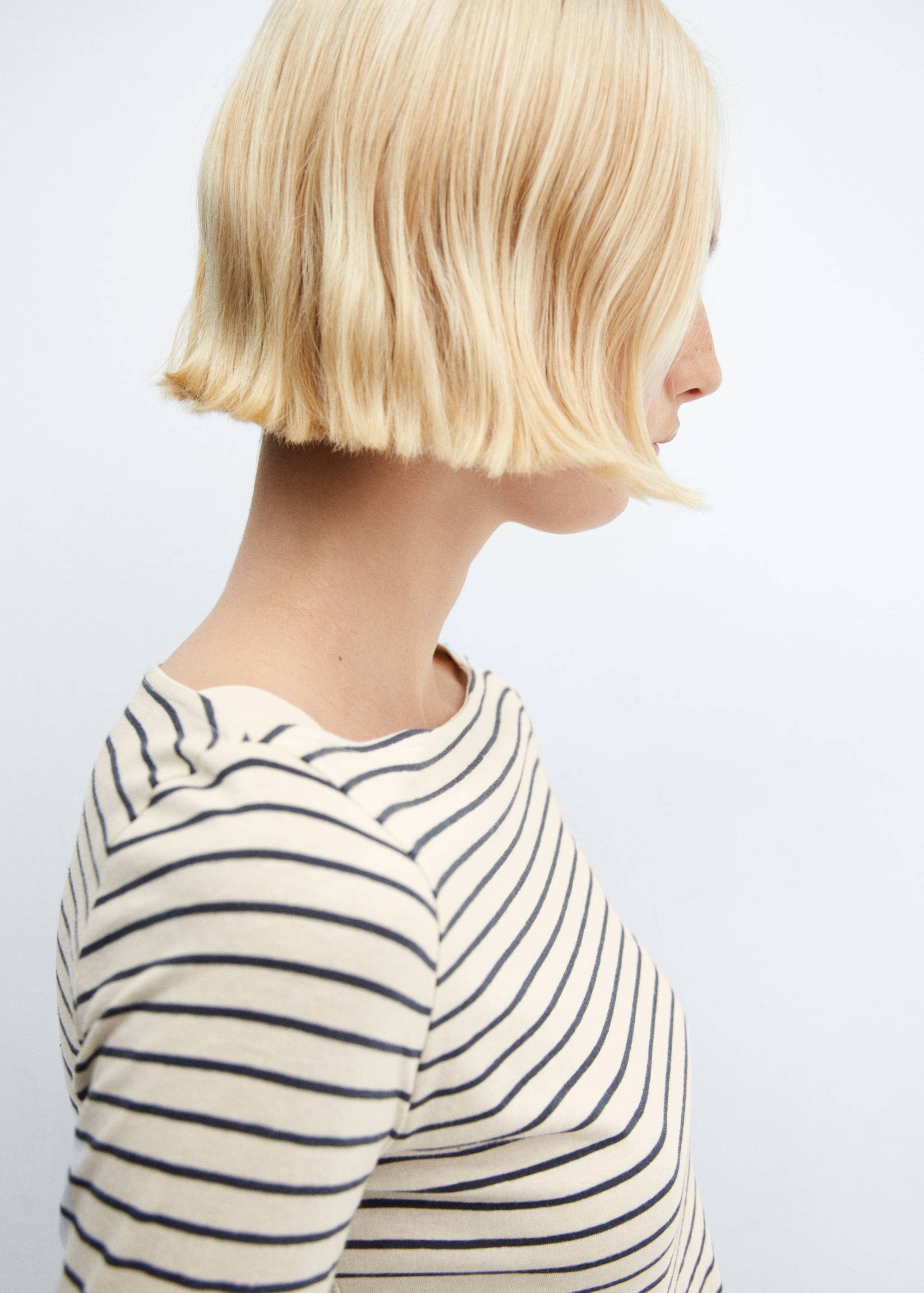 Cotton boat neck t-shirt - Details of the article 1