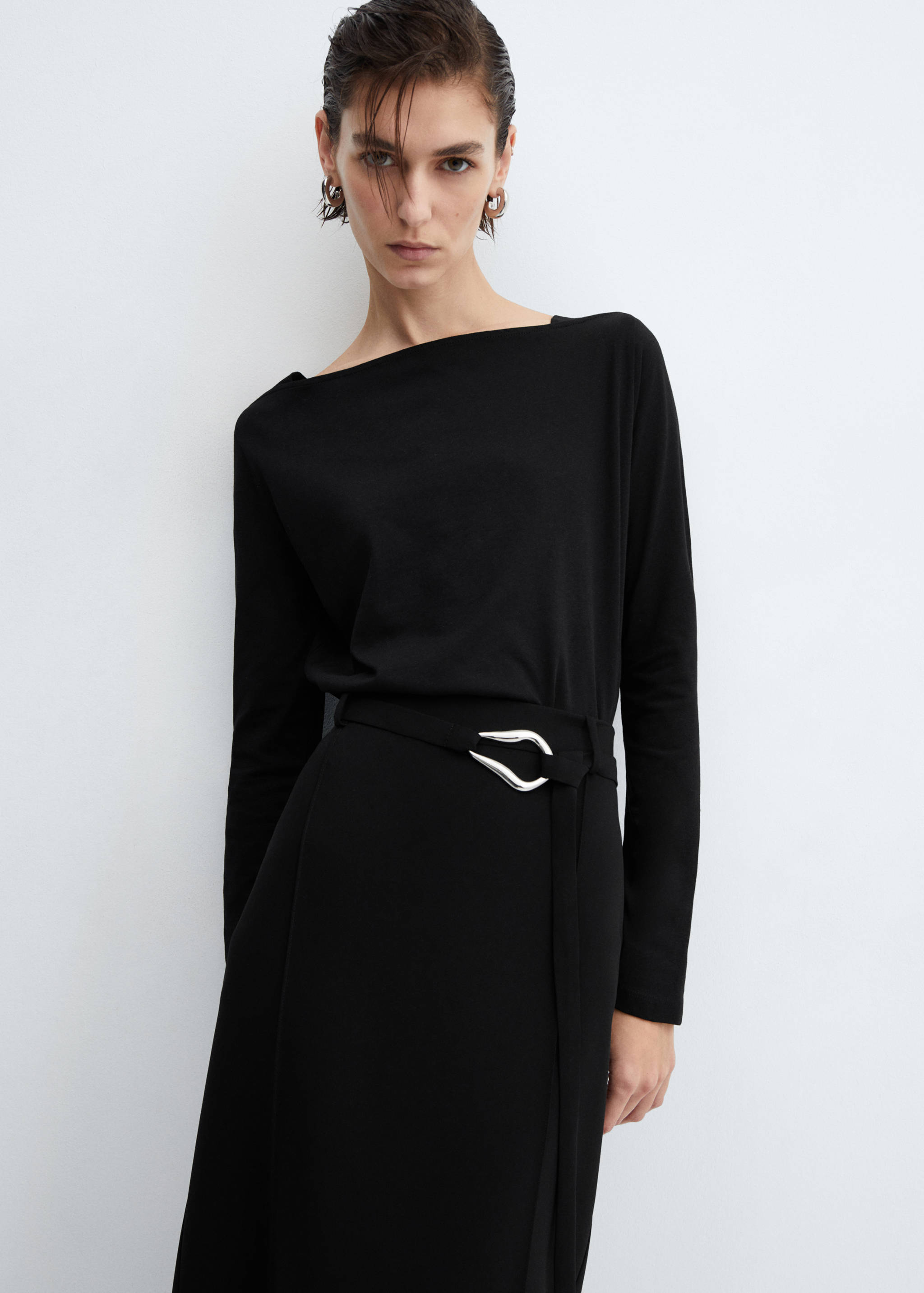 Cotton boat neck t-shirt - Medium plane