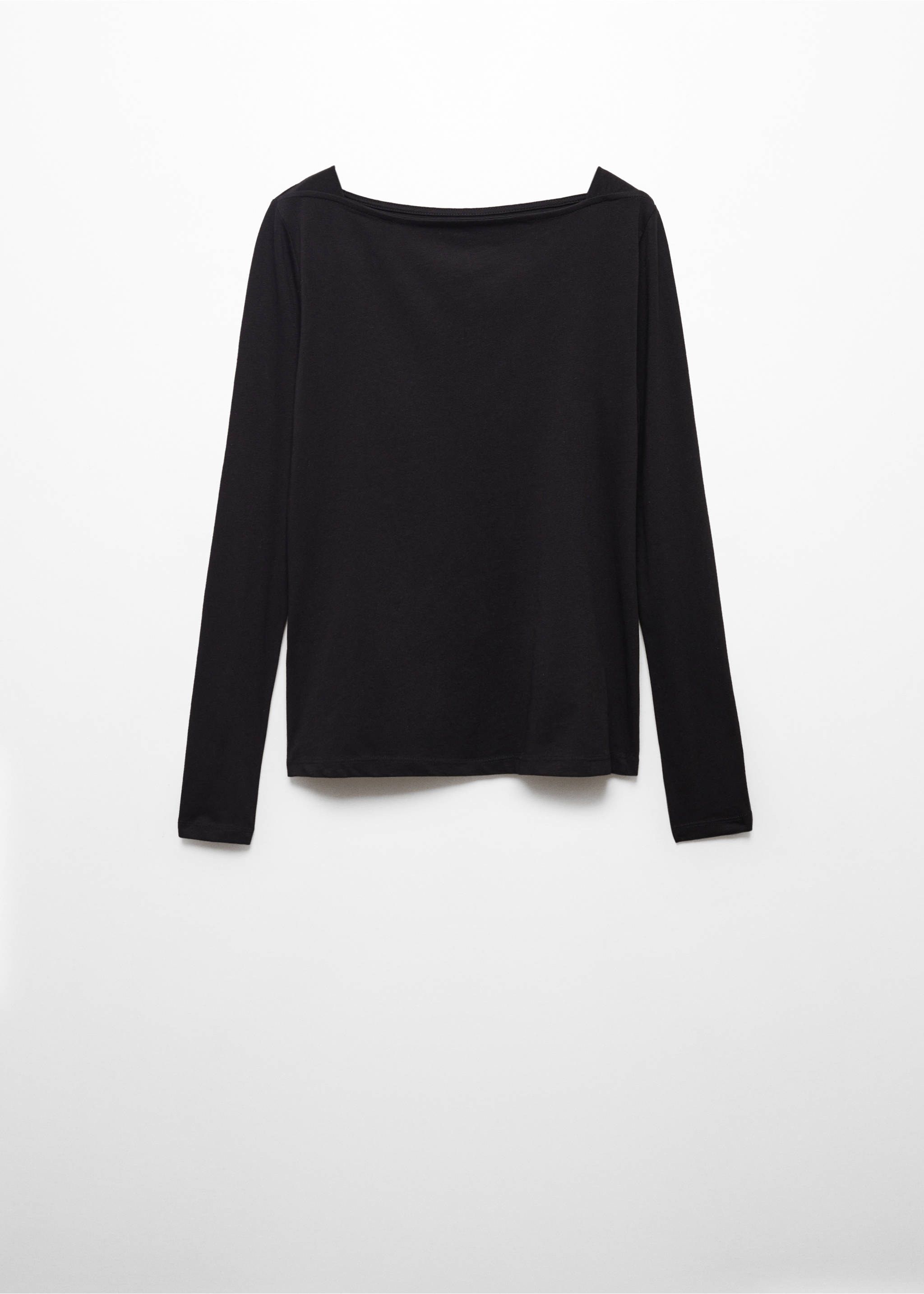 Cotton boat neck t-shirt - Article without model, Black. Ref: 67010461-00.