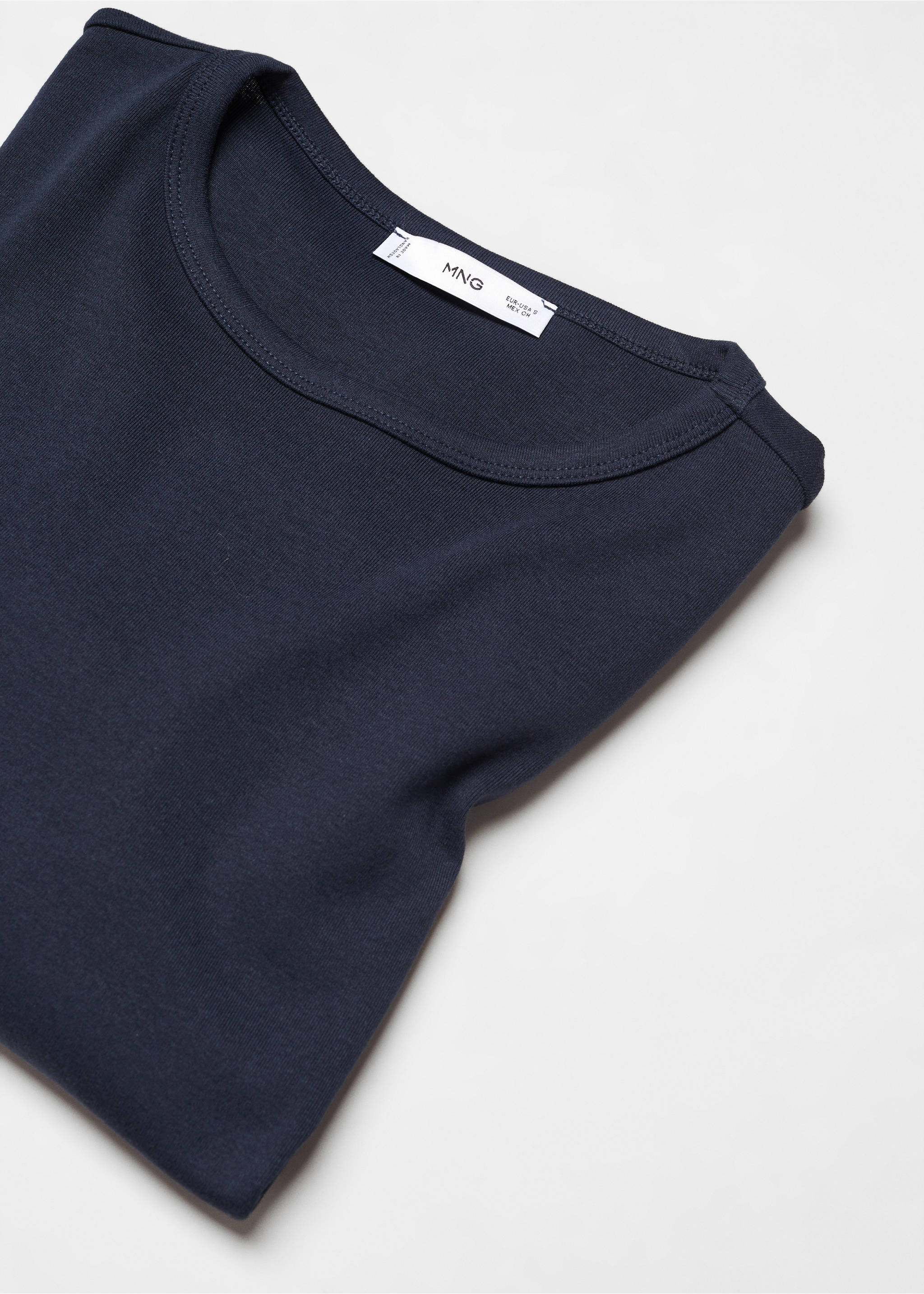Long sleeve cotton t-shirt - Details of the article 8, Dark Navy. Ref: 67010463-00.