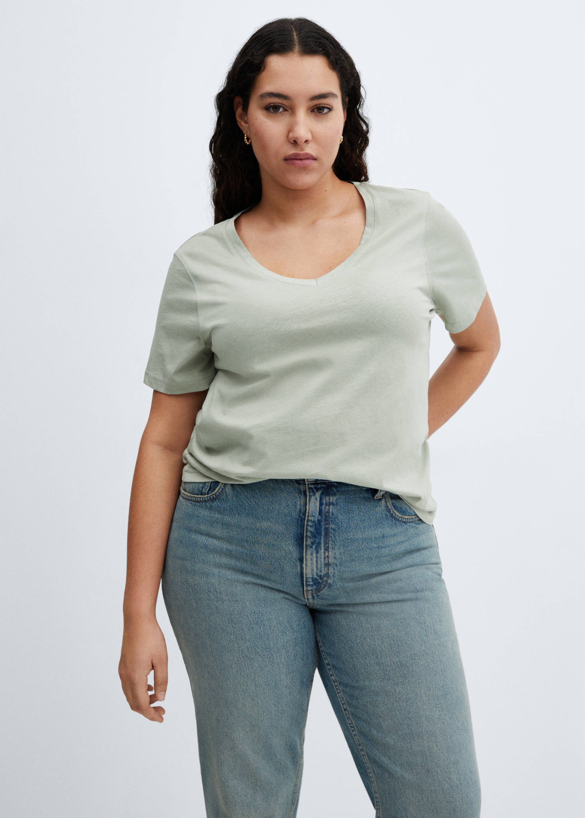 Baumwoll-T-Shirt, V-Ausschnitt - Detail des Artikels 5