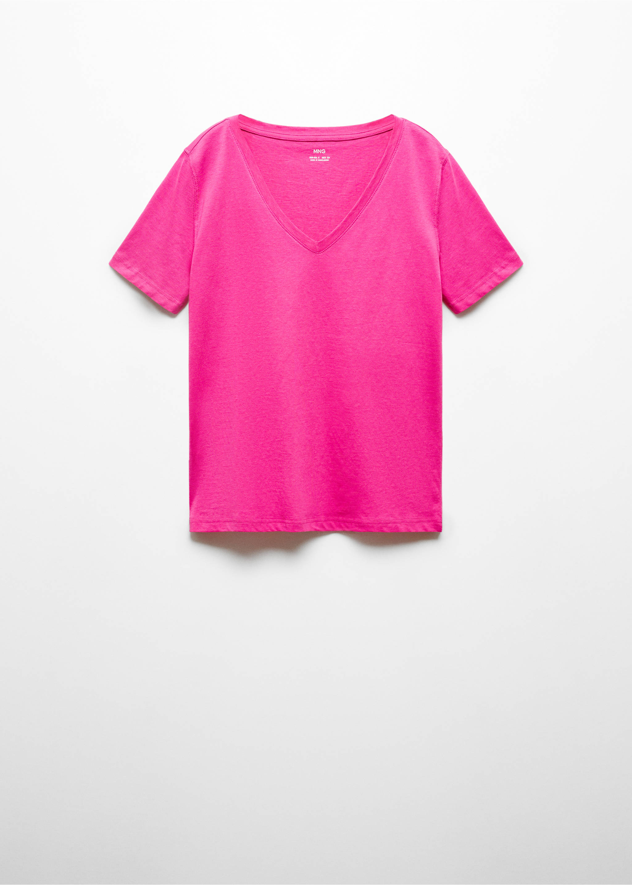 V-neck cotton T-shirt - Article without model, Fuchsia. Ref: 67010466-00.