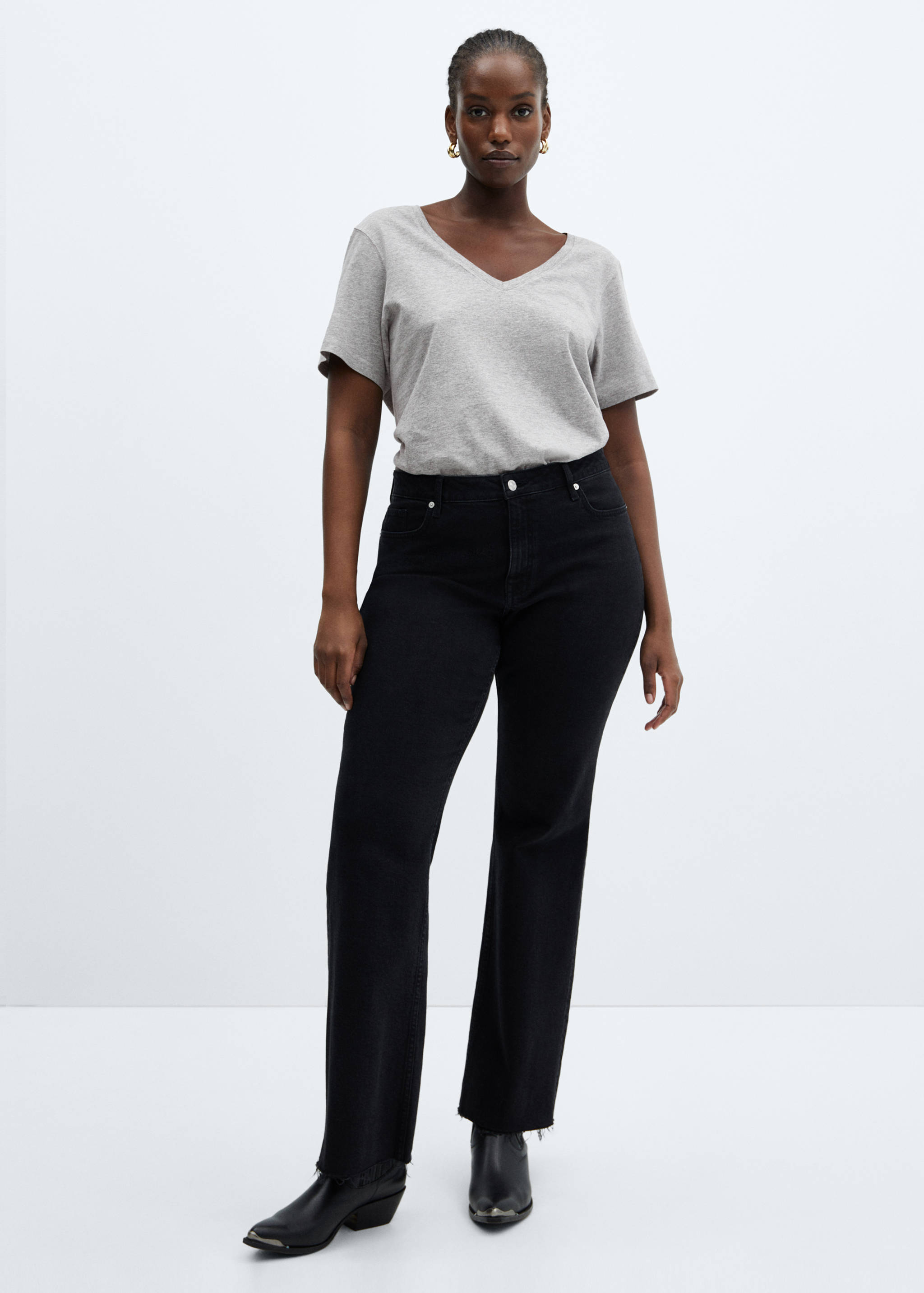 T-shirt coton col en V - Détail de l'article 3