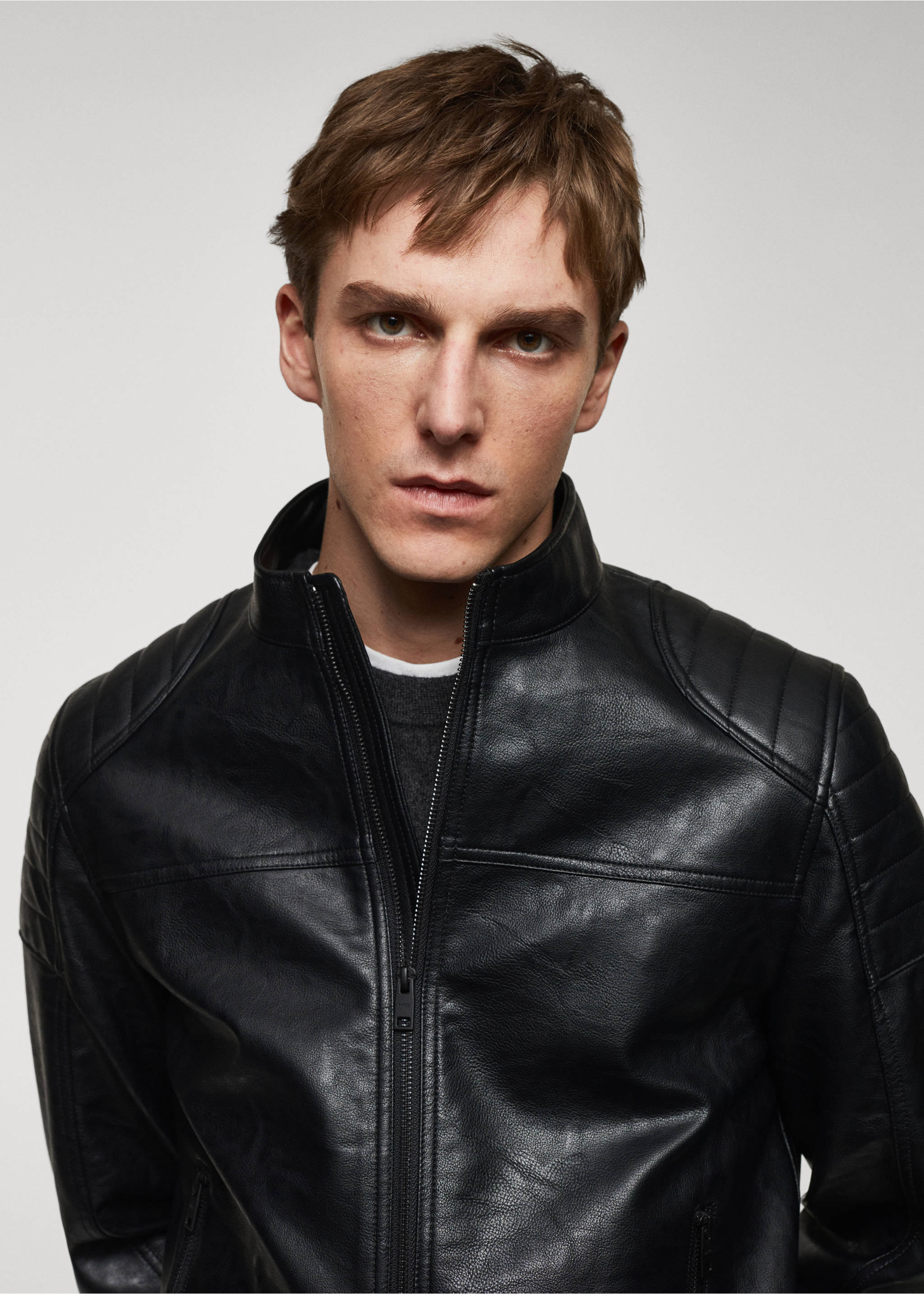 Nappa faux-leather jacket - Details of the article 1, Black. Ref: 67010623-00.