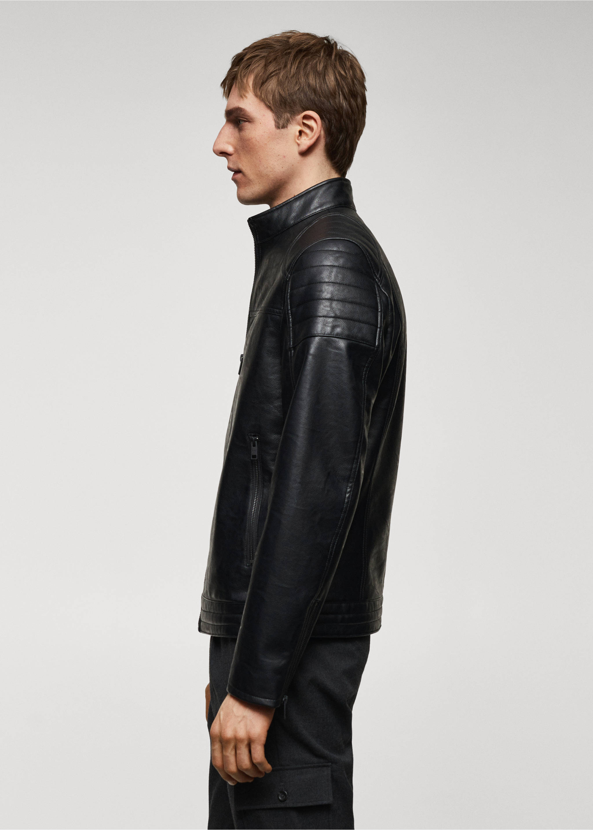 Nappa faux-leather jacket - Details of the article 2, Black. Ref: 67010623-00.