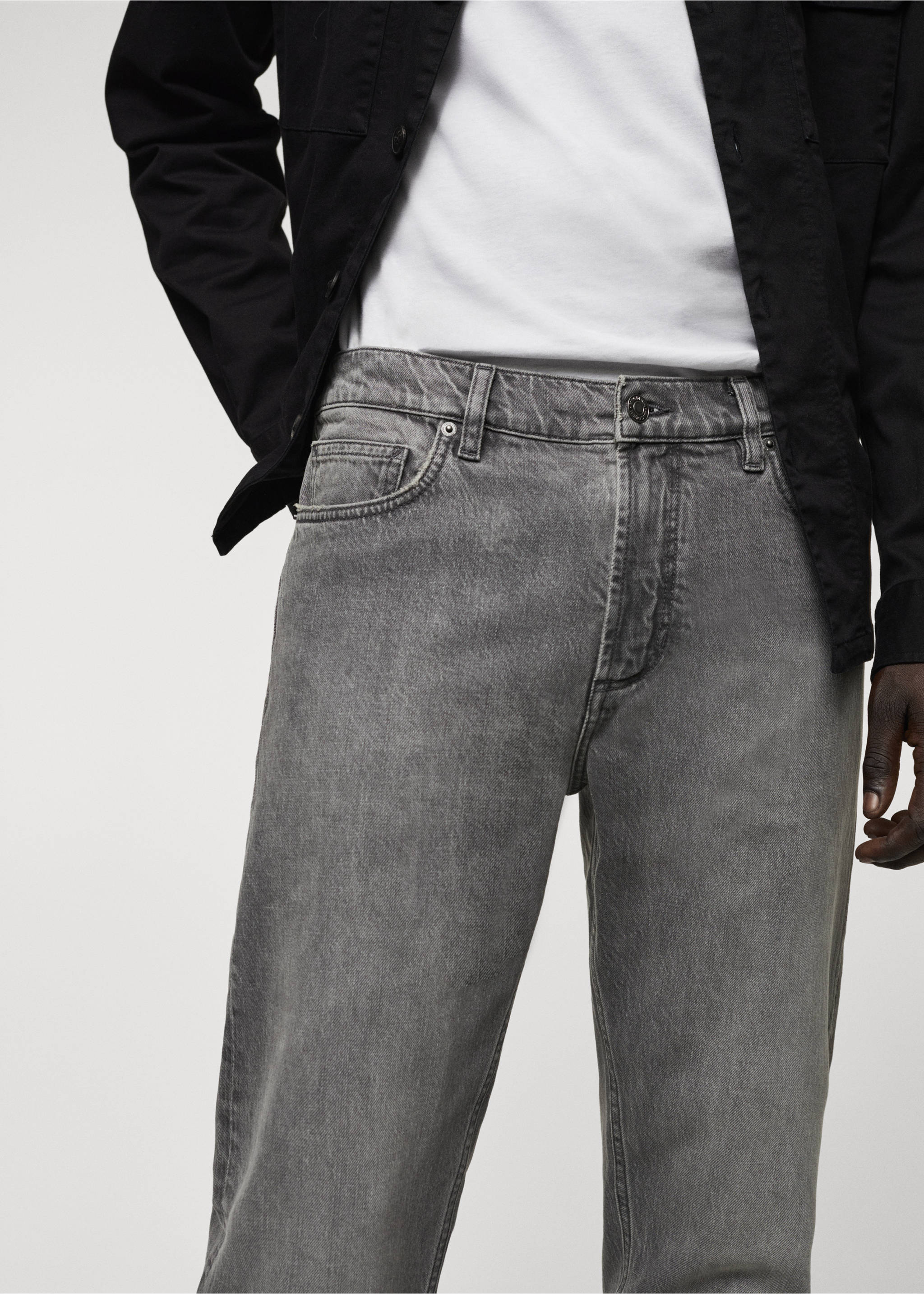 Tapered-fit jeans - Details of the article 1, Denim Grey. Ref: 67010632-00.
