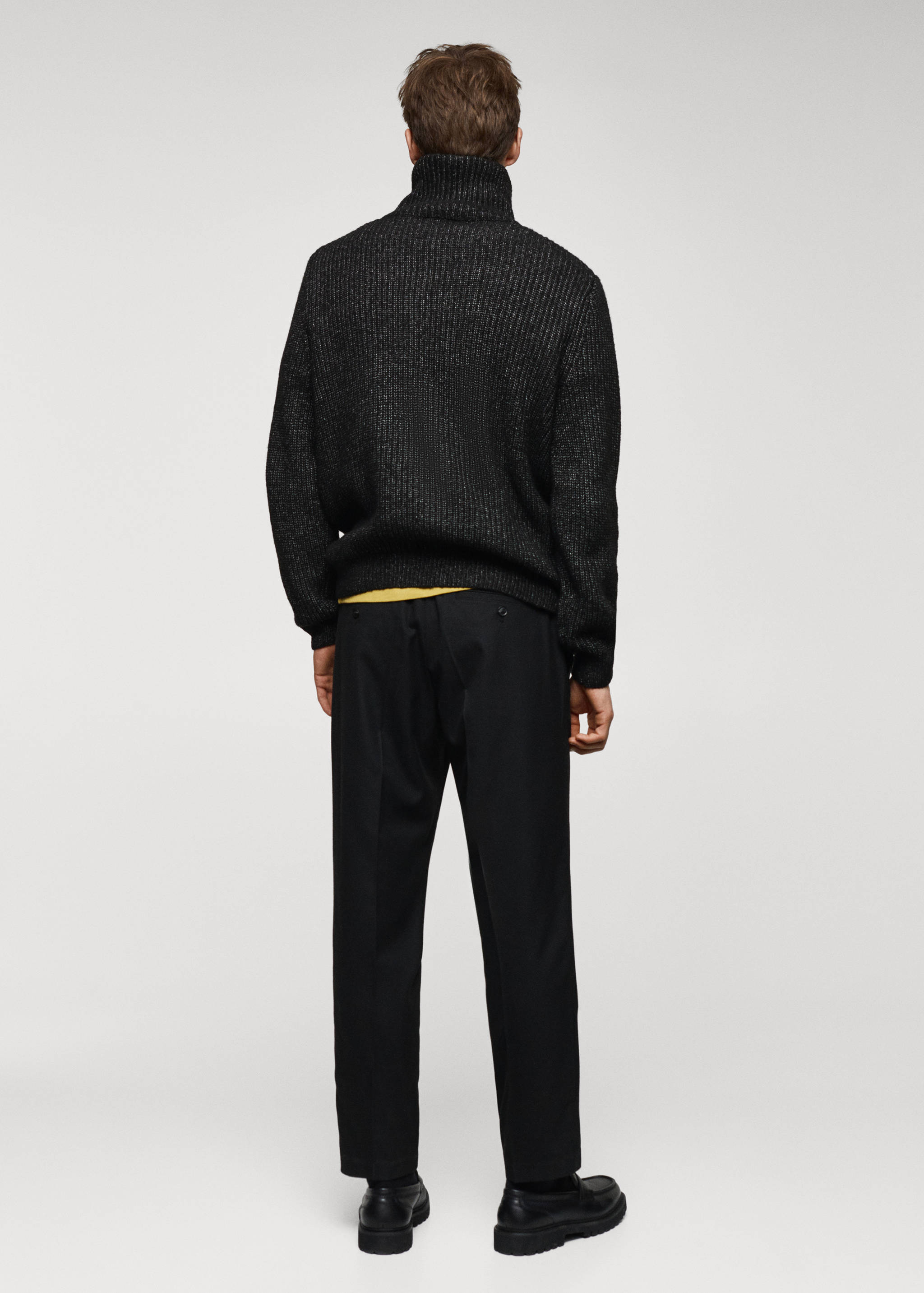 Wool perkins-neck sweater with zip - Reverse of the article