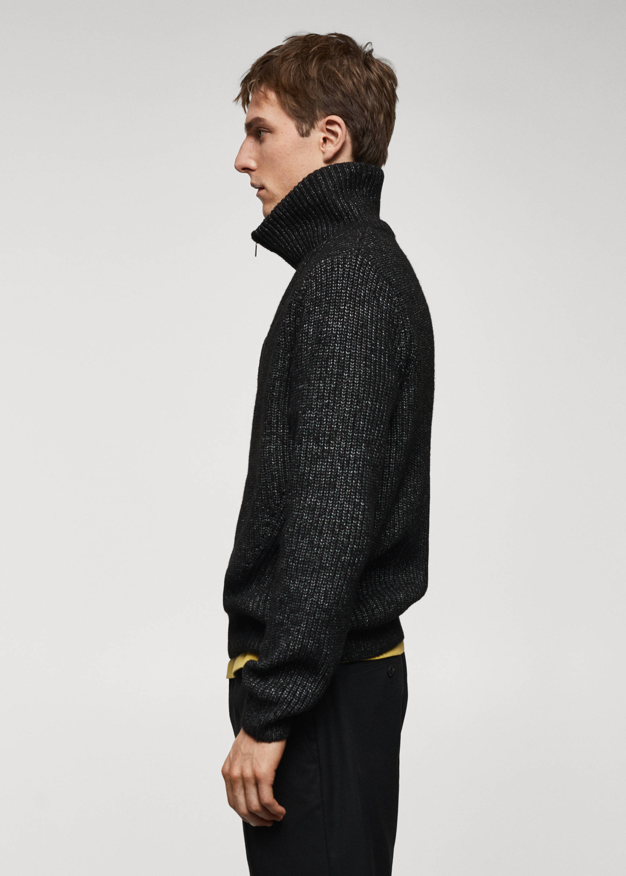 Wool perkins-neck sweater with zip - Details of the article 2