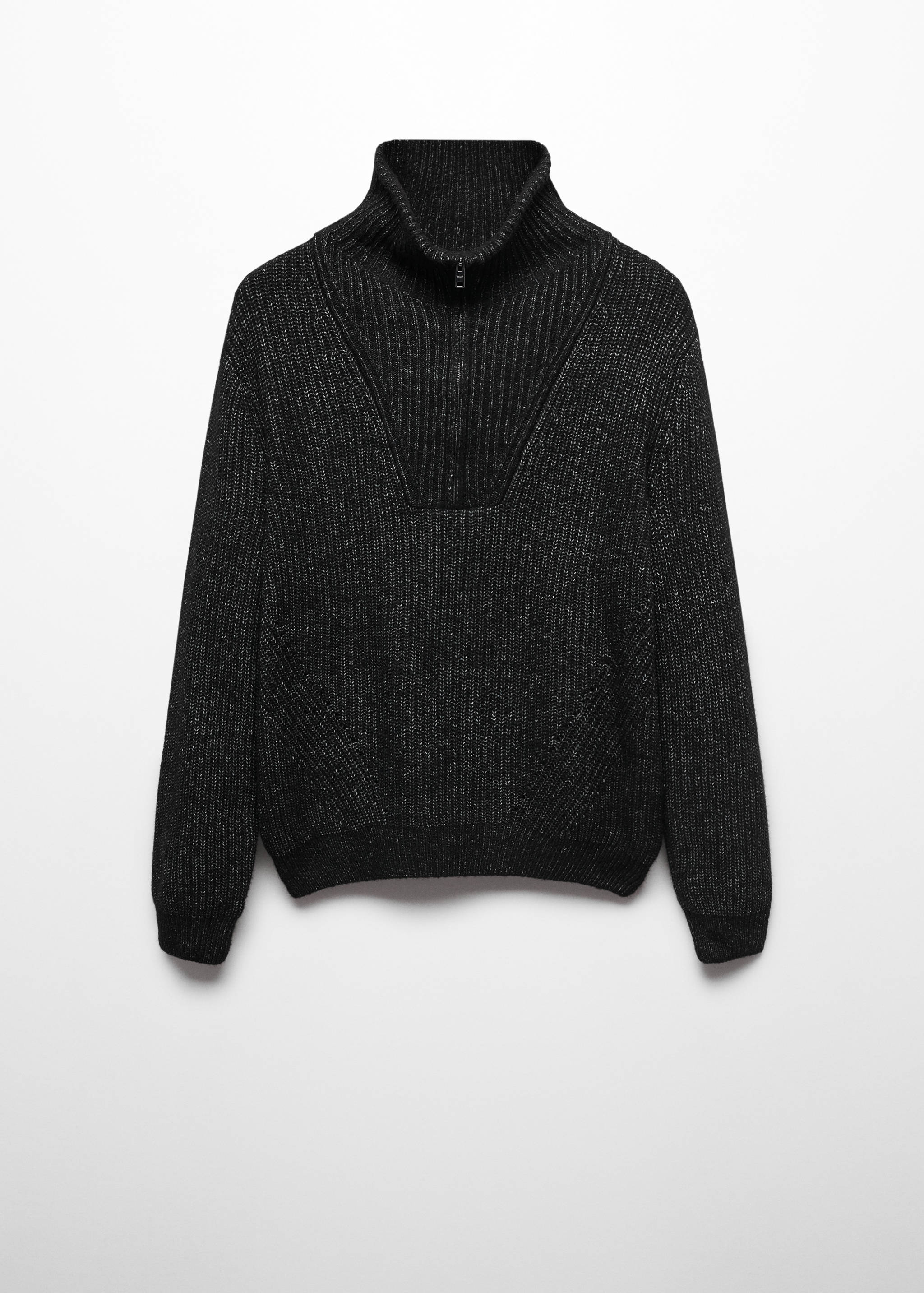 Wool perkins-neck sweater with zip - Article without model