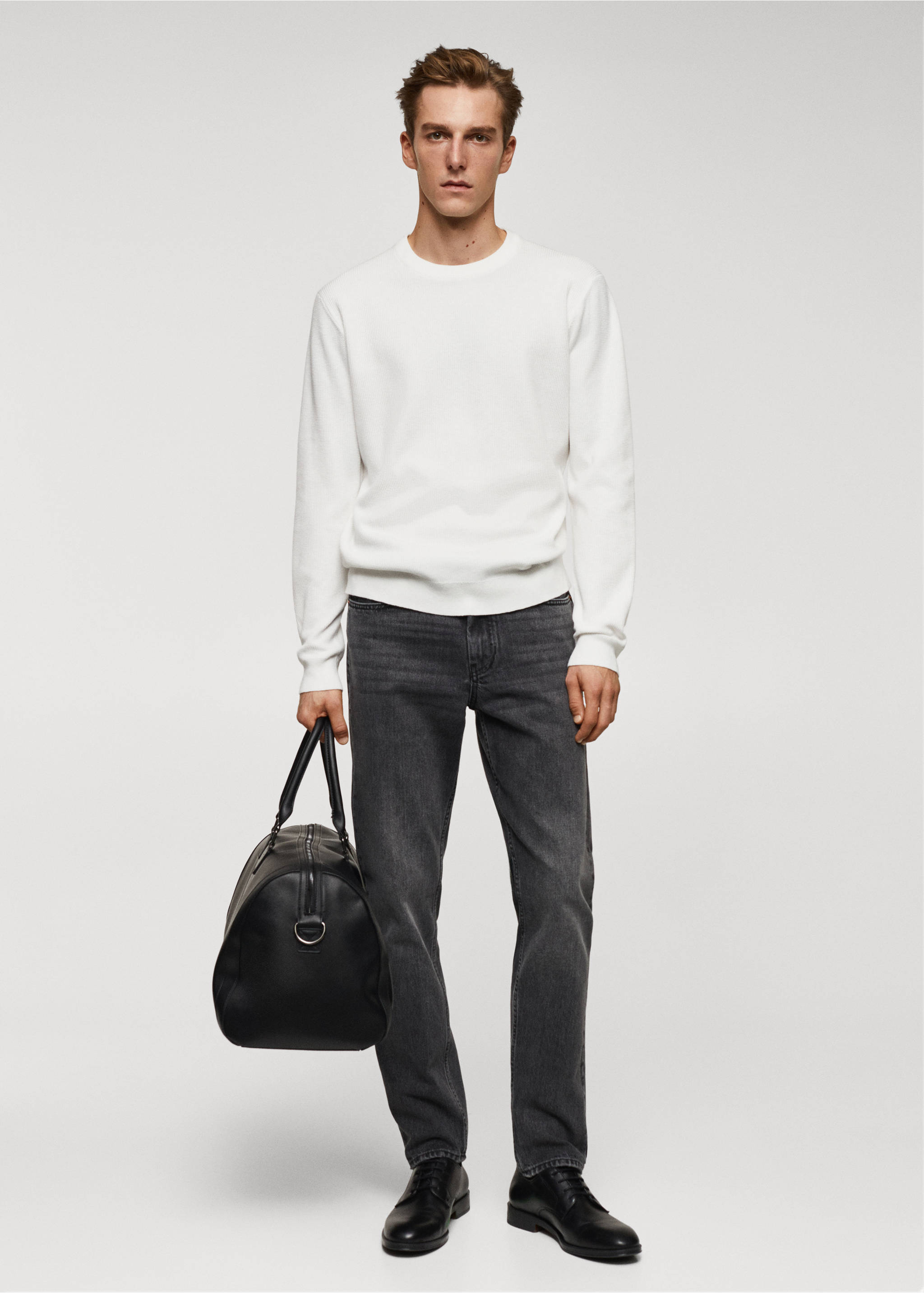 Structured cotton sweater - General plane, White. Ref: 67010651-00.