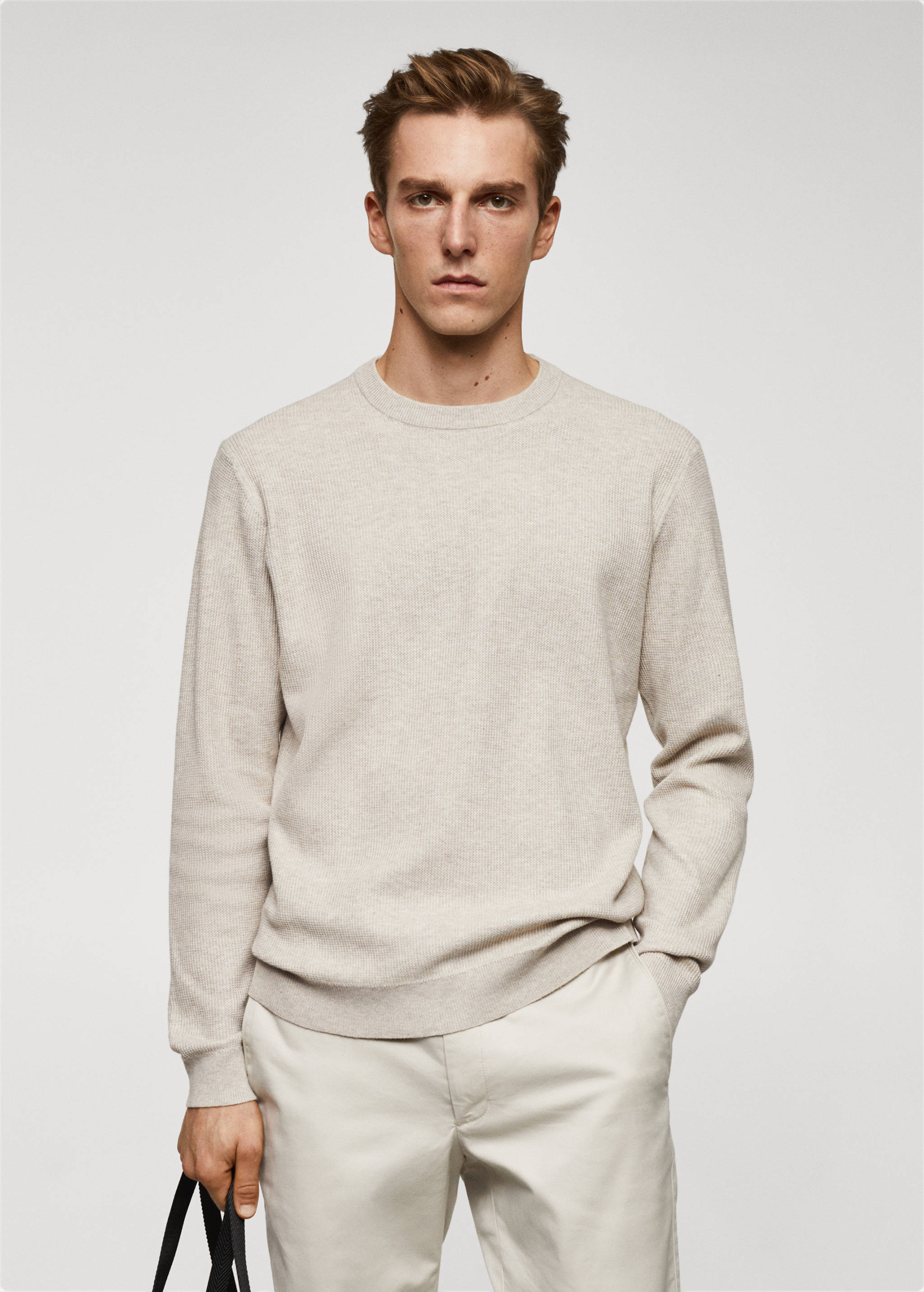 Structured cotton sweater - Medium plane