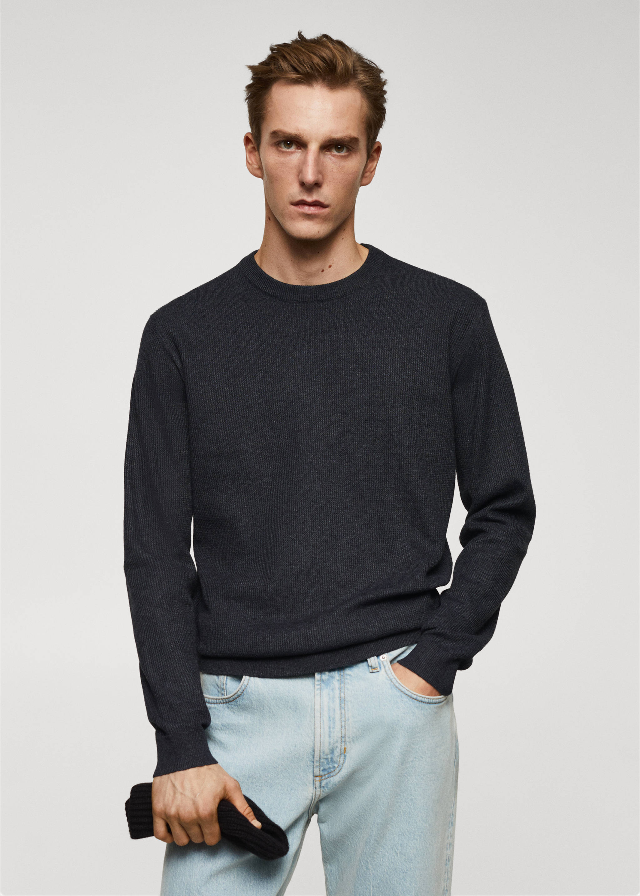 Structured cotton sweater - Medium plane