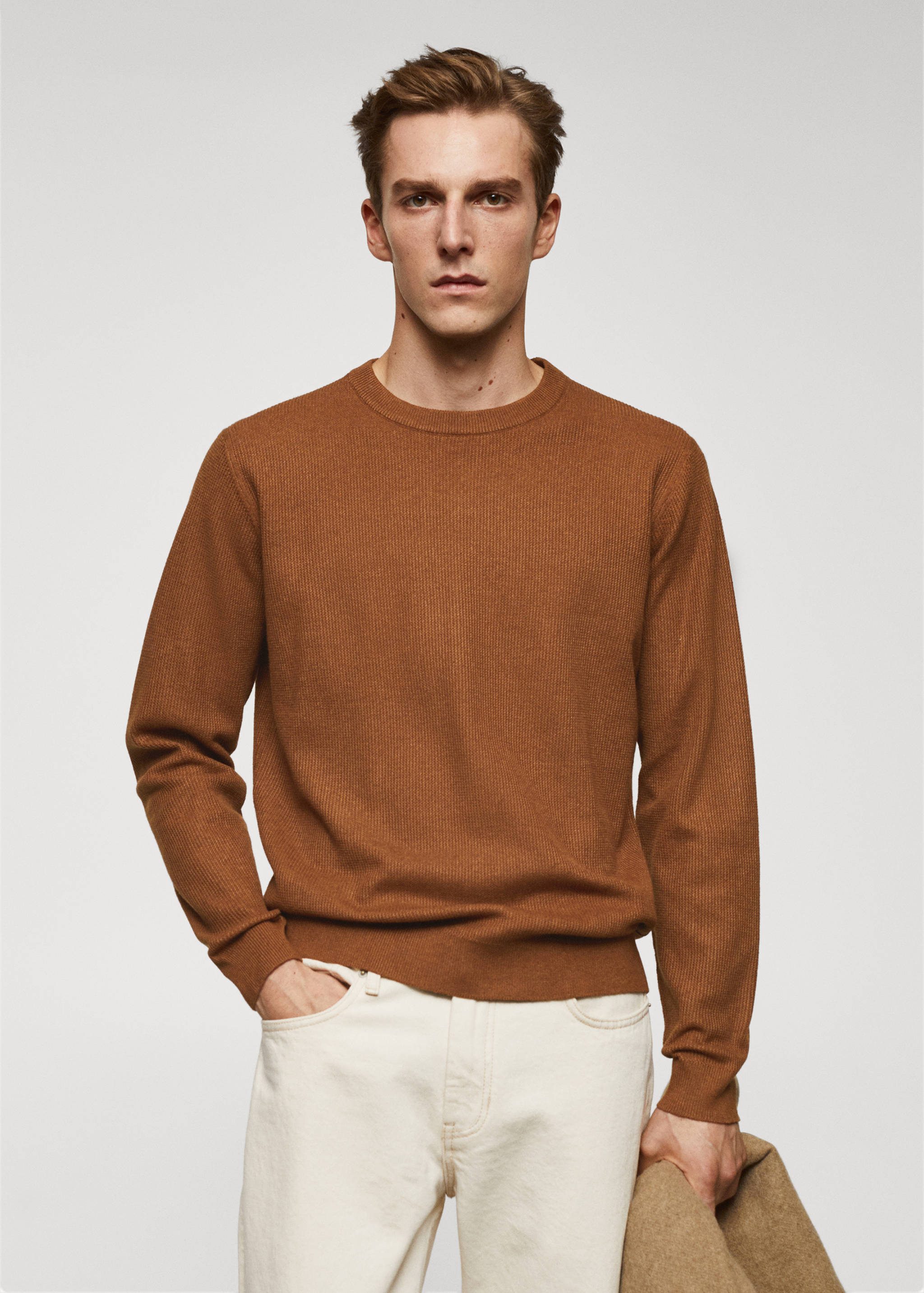 Structured cotton sweater - Medium plane