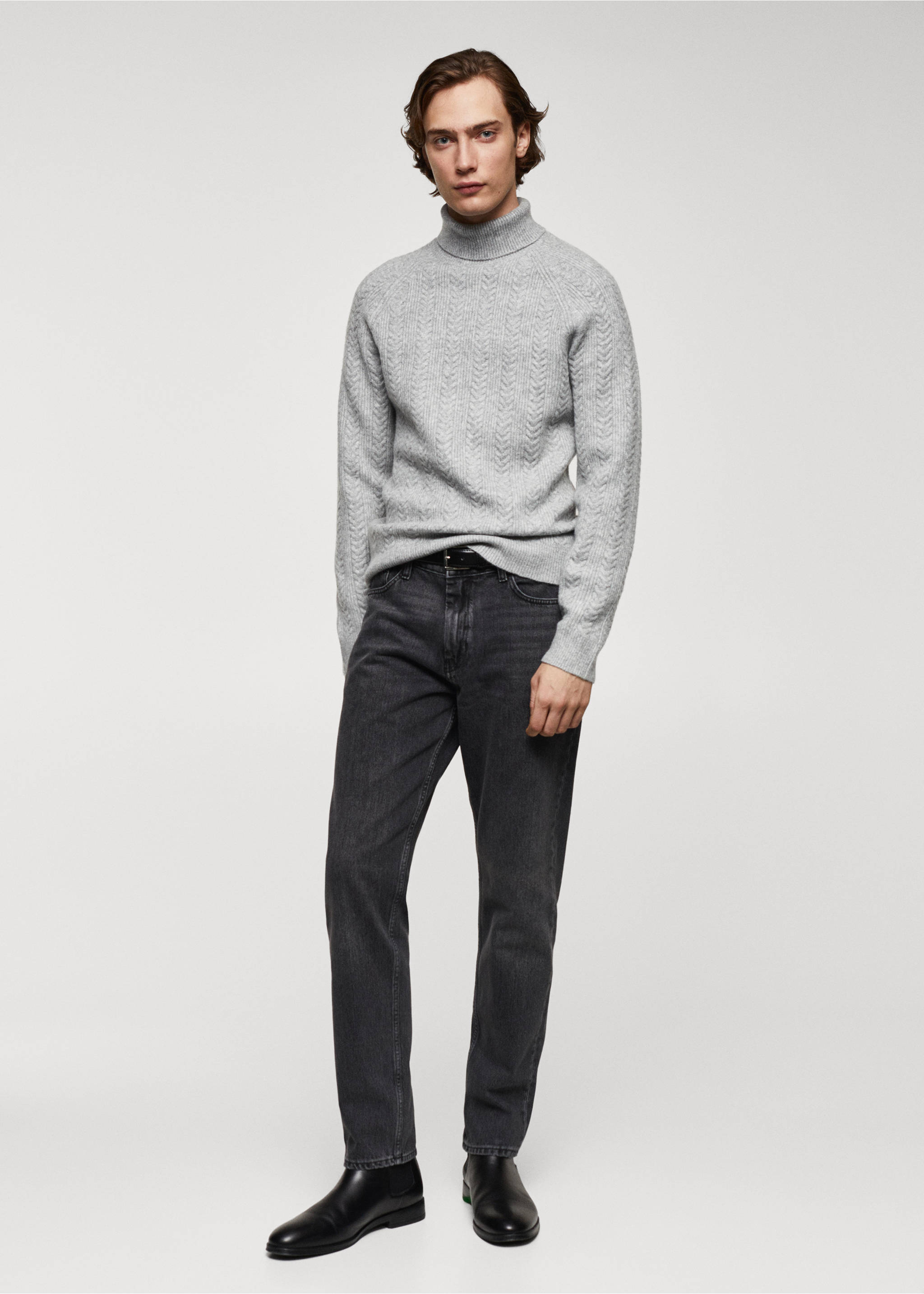 Twisted turtleneck sweater - General plane, Light Heather Grey. Ref: 67010654-00.