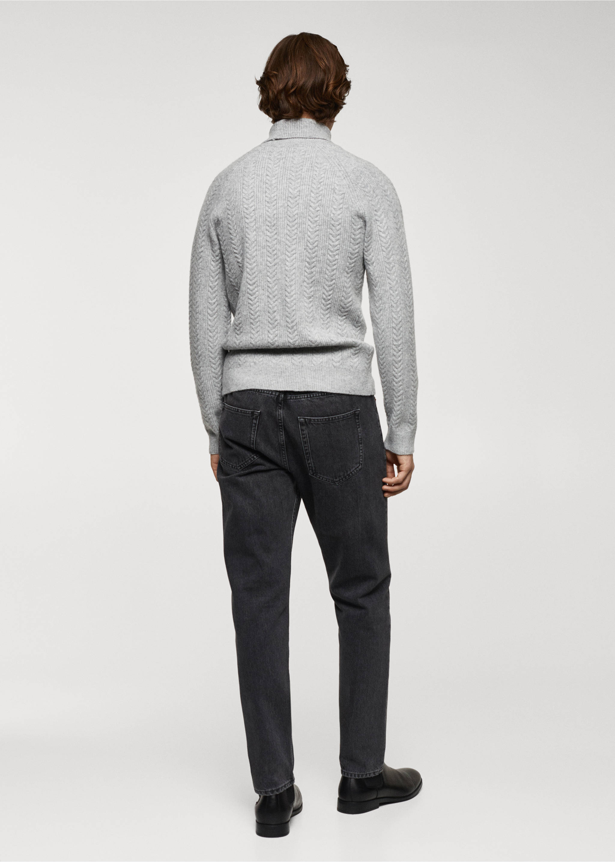 Twisted turtleneck sweater - Reverse of the article, Light Heather Grey. Ref: 67010654-00.